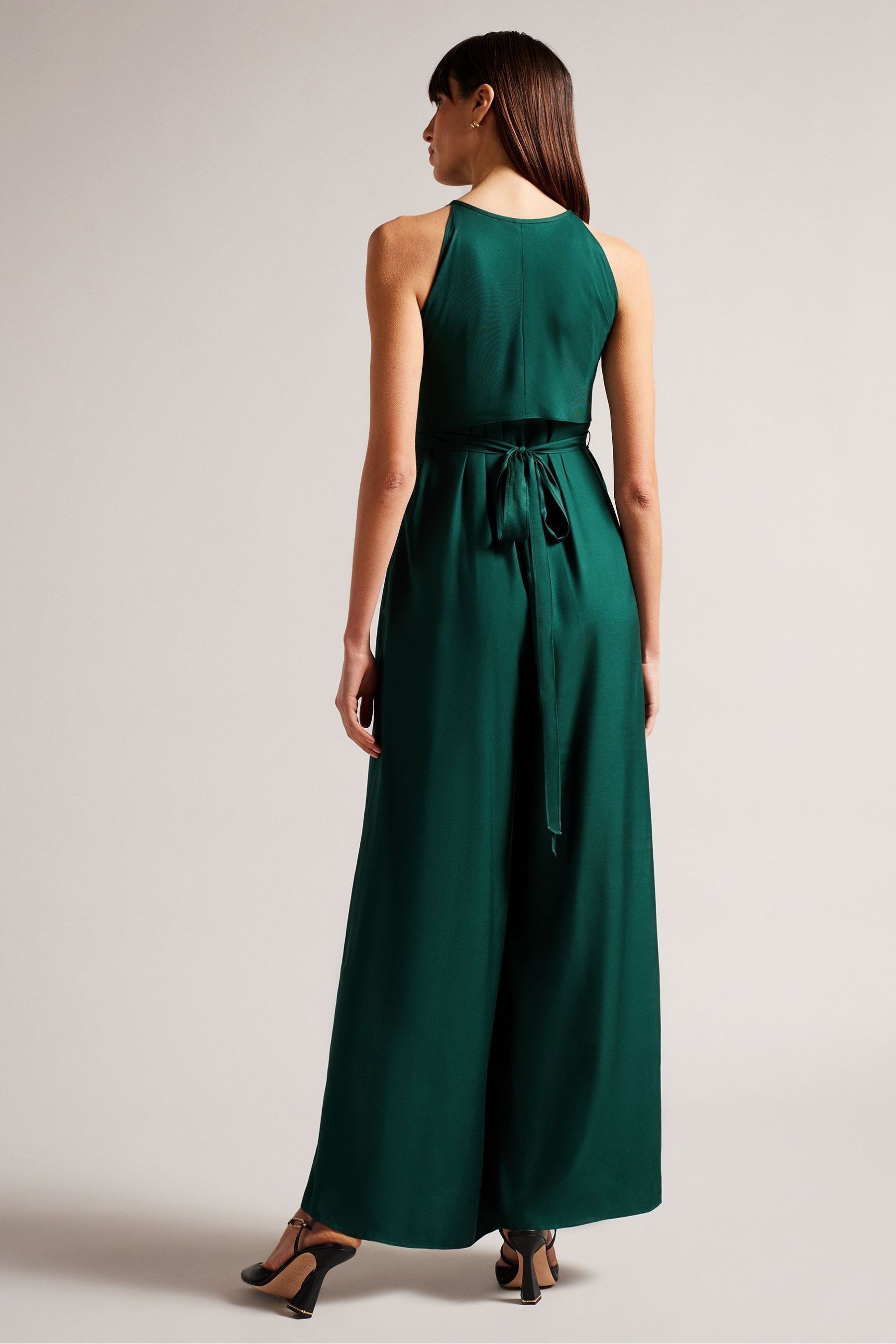 Buy Ted Baker Green Meriahh Halter Neck Jumpsuit With Wrap Bodice from ...
