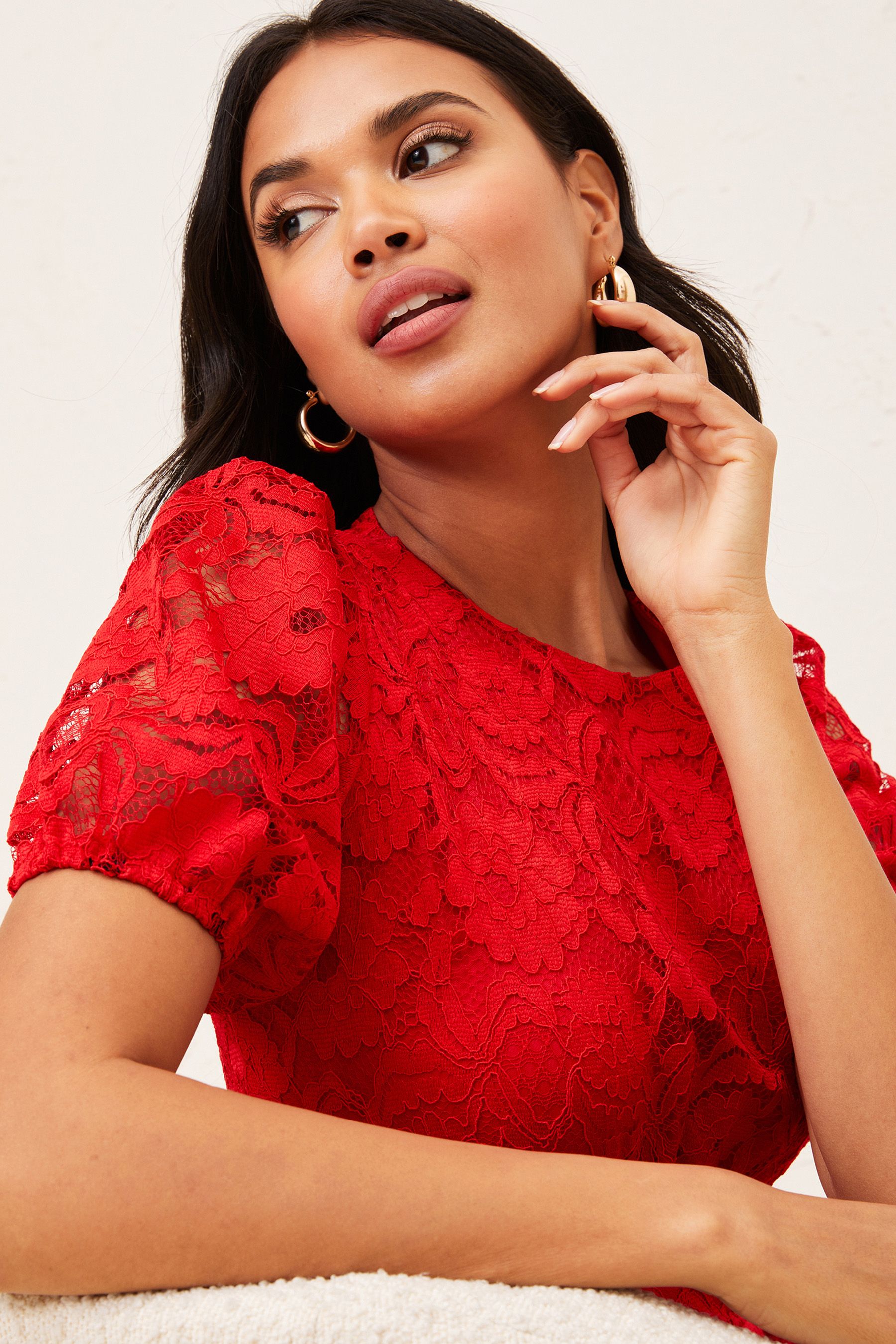 Buy Lipsy Lace Underbust Midi Dress from Next Ireland