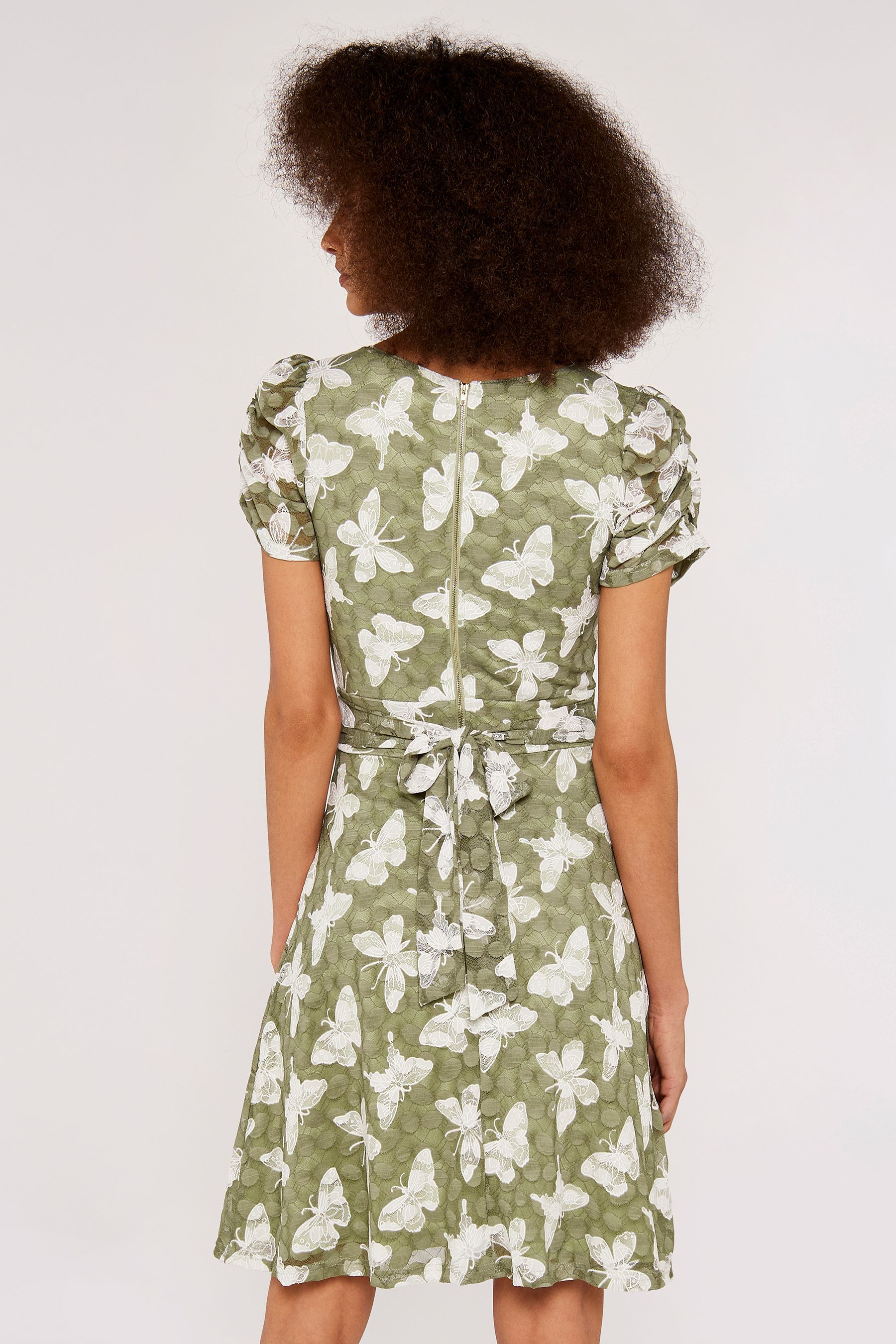 Buy Apricot Bubble Butterfly Ruch Sleeve Dress From The Next UK Online Shop