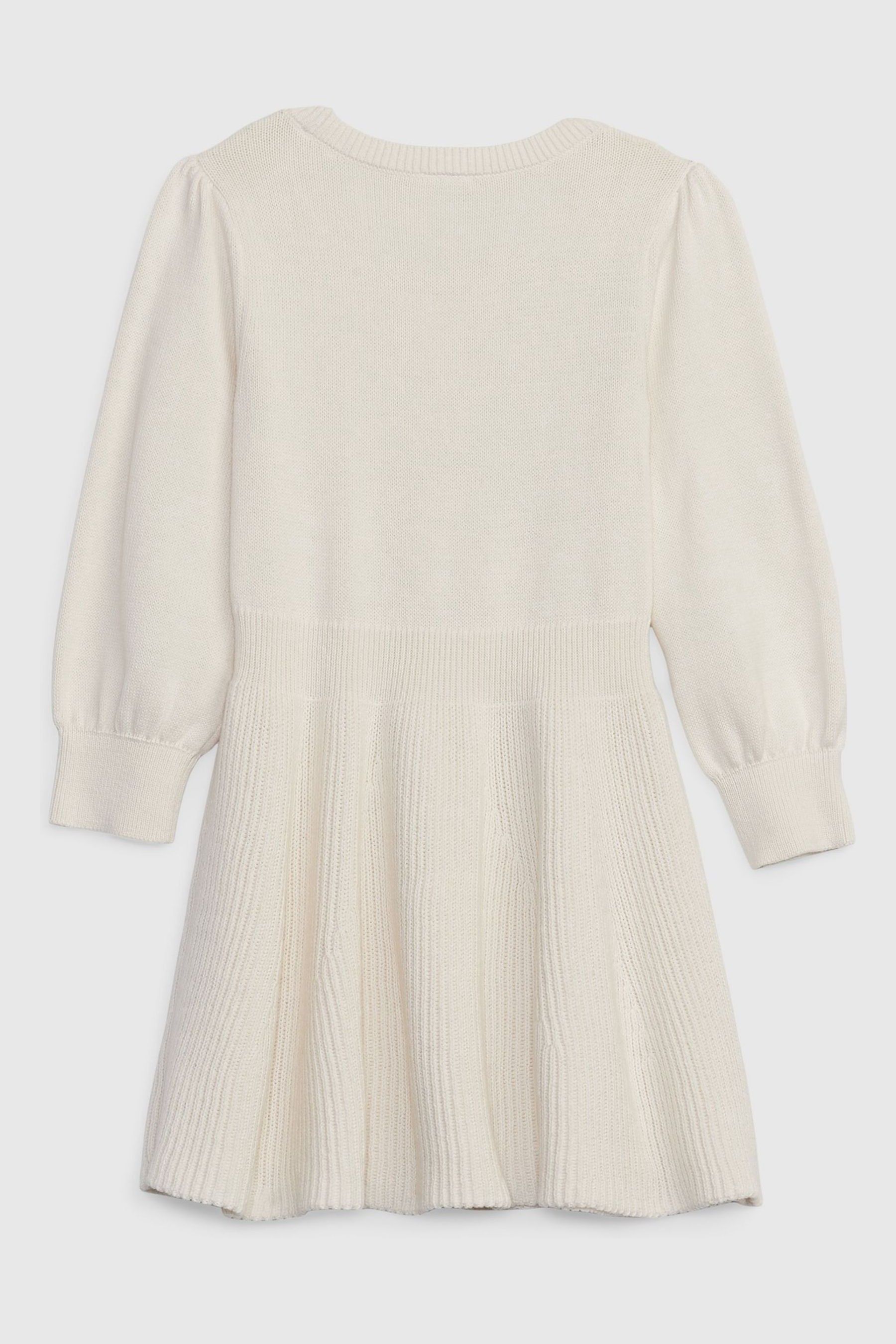 Gant Women Cream Solid Round Neck Full Sleeves Jumper Dress