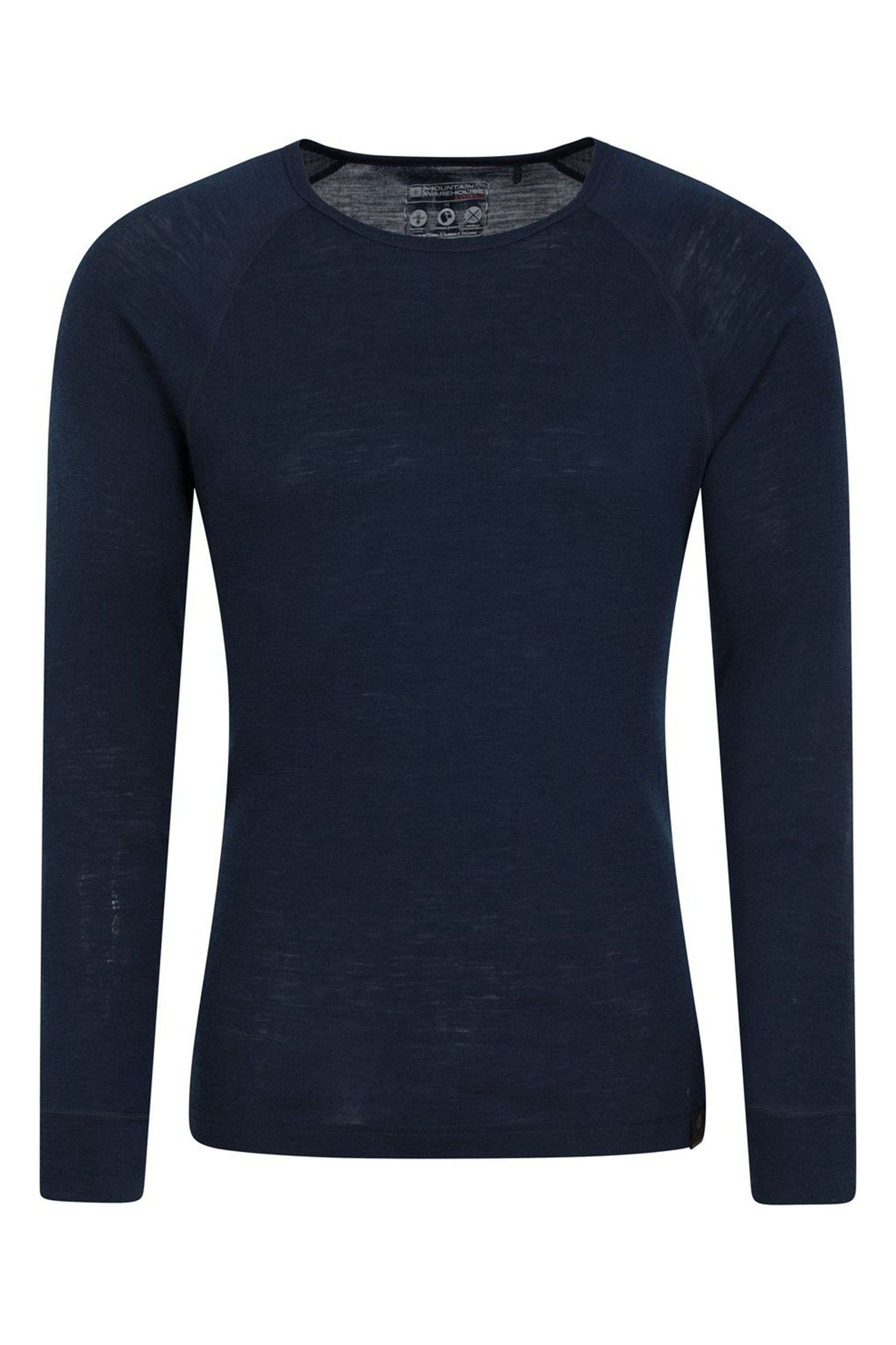 Buy Mountain Warehouse Blue Merino Long Sleeved Thermal Top - Mens from ...
