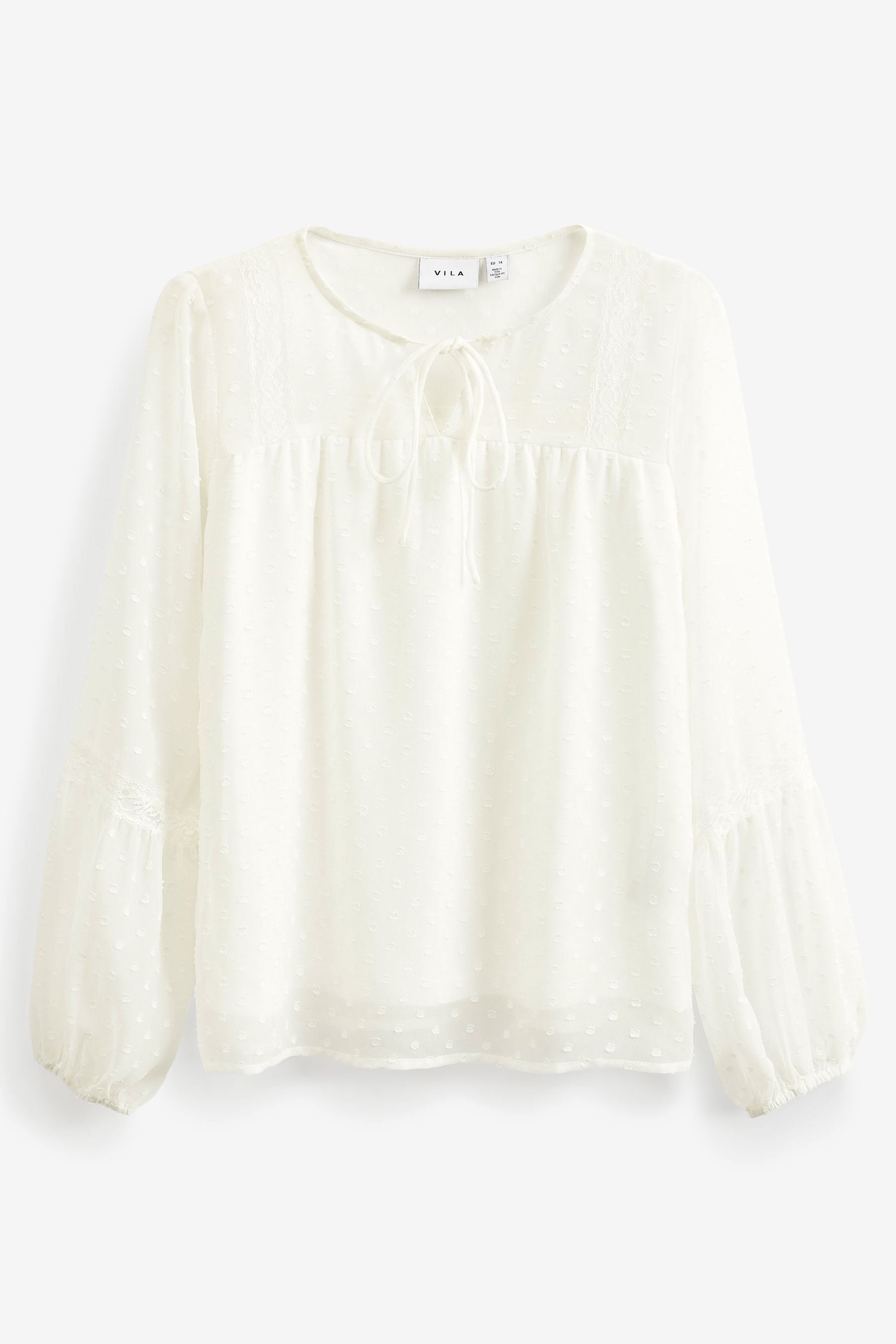 Buy VILA White Dobby and Lace Detail Blouse from the Next UK online shop