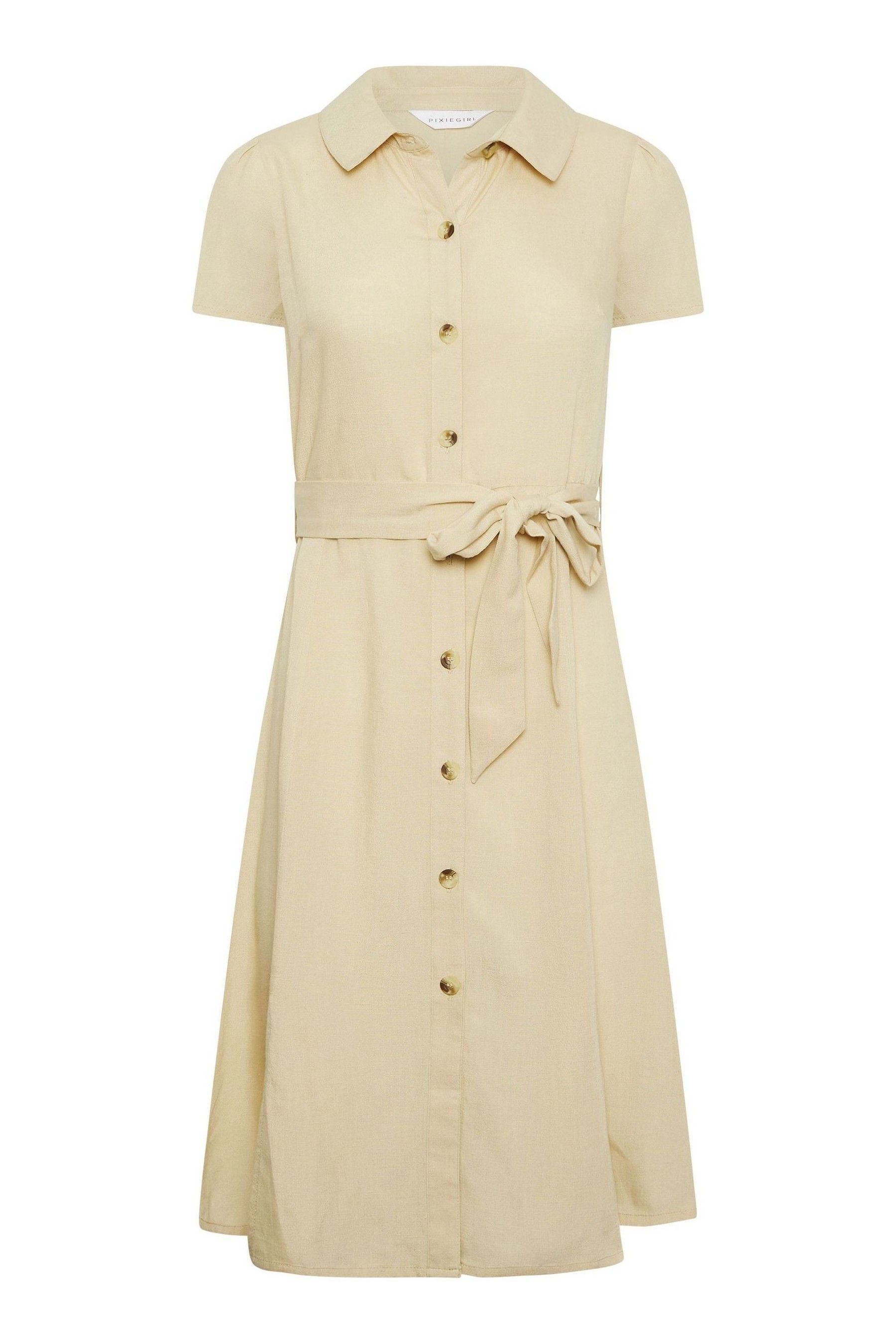 Buy PixieGirl Petite Belted Midi Dress Contains Linen from Next Ireland