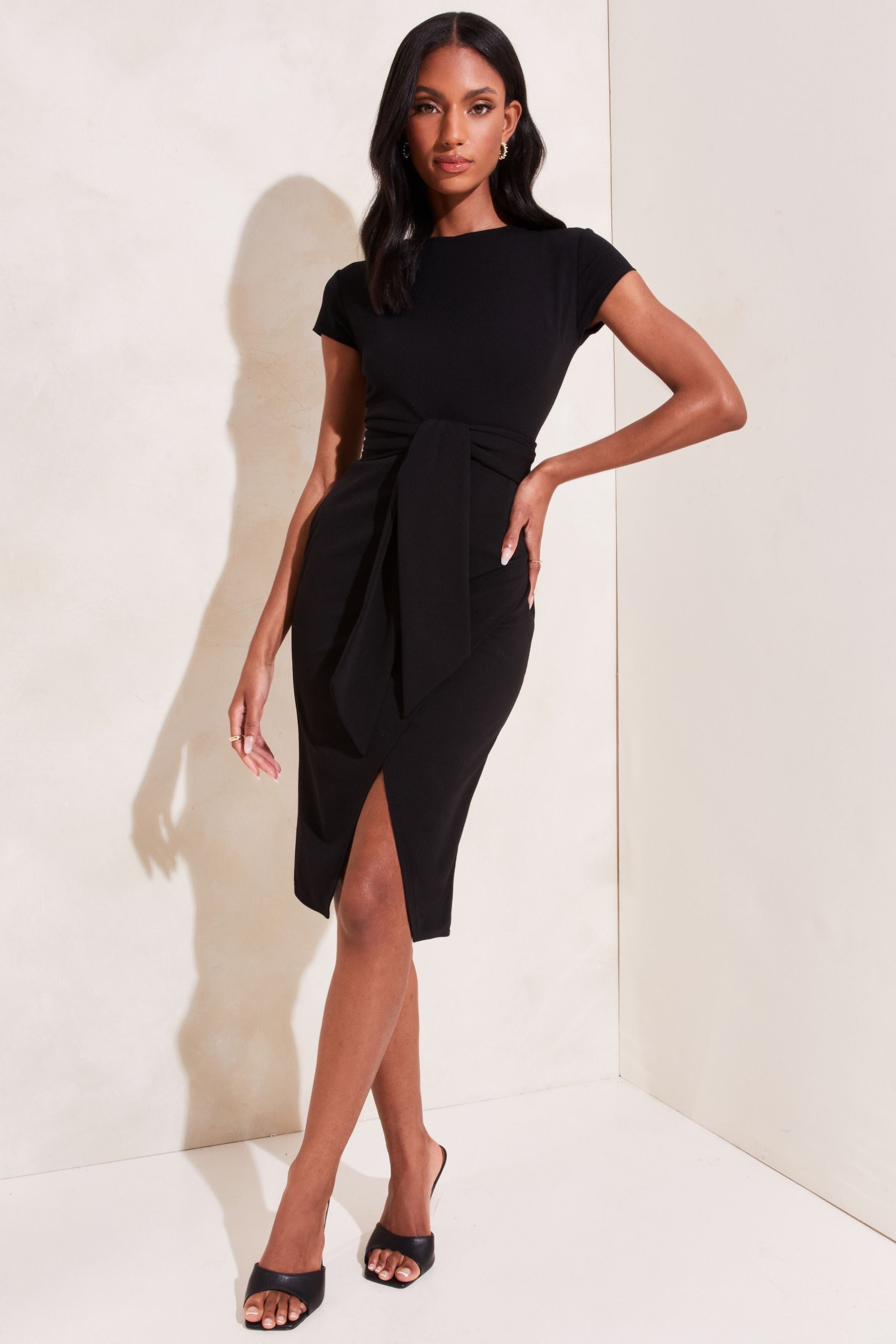Buy Lipsy Black Tie Waist Bodycon Dress from Next Ireland