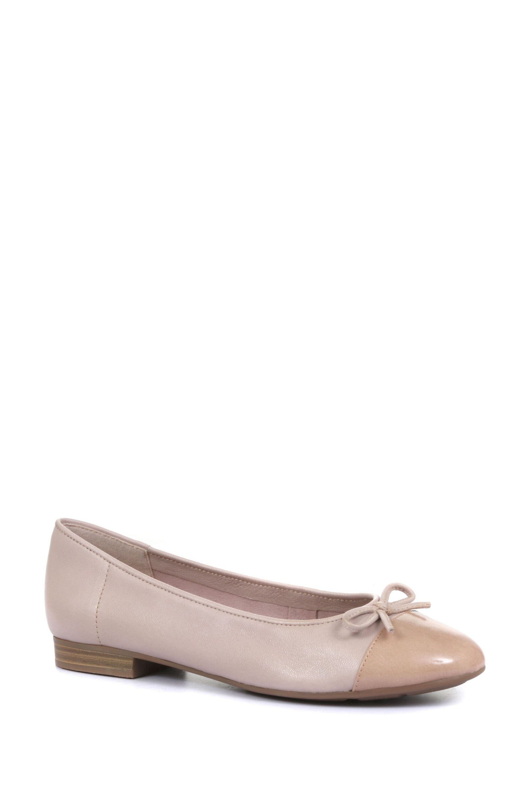 square toe leather ballerina pumps
