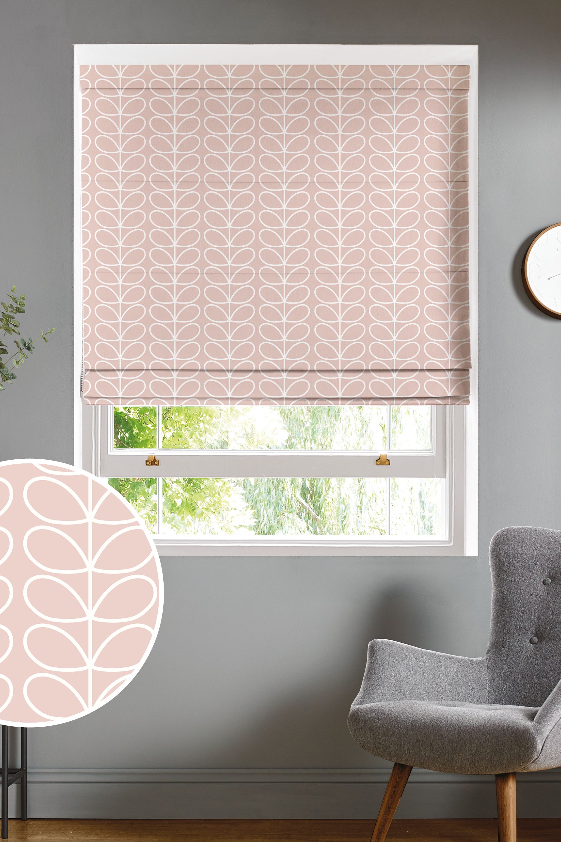 Buy Orla Kiely Pink Linear Stem Made To Measure Roman Blind from the