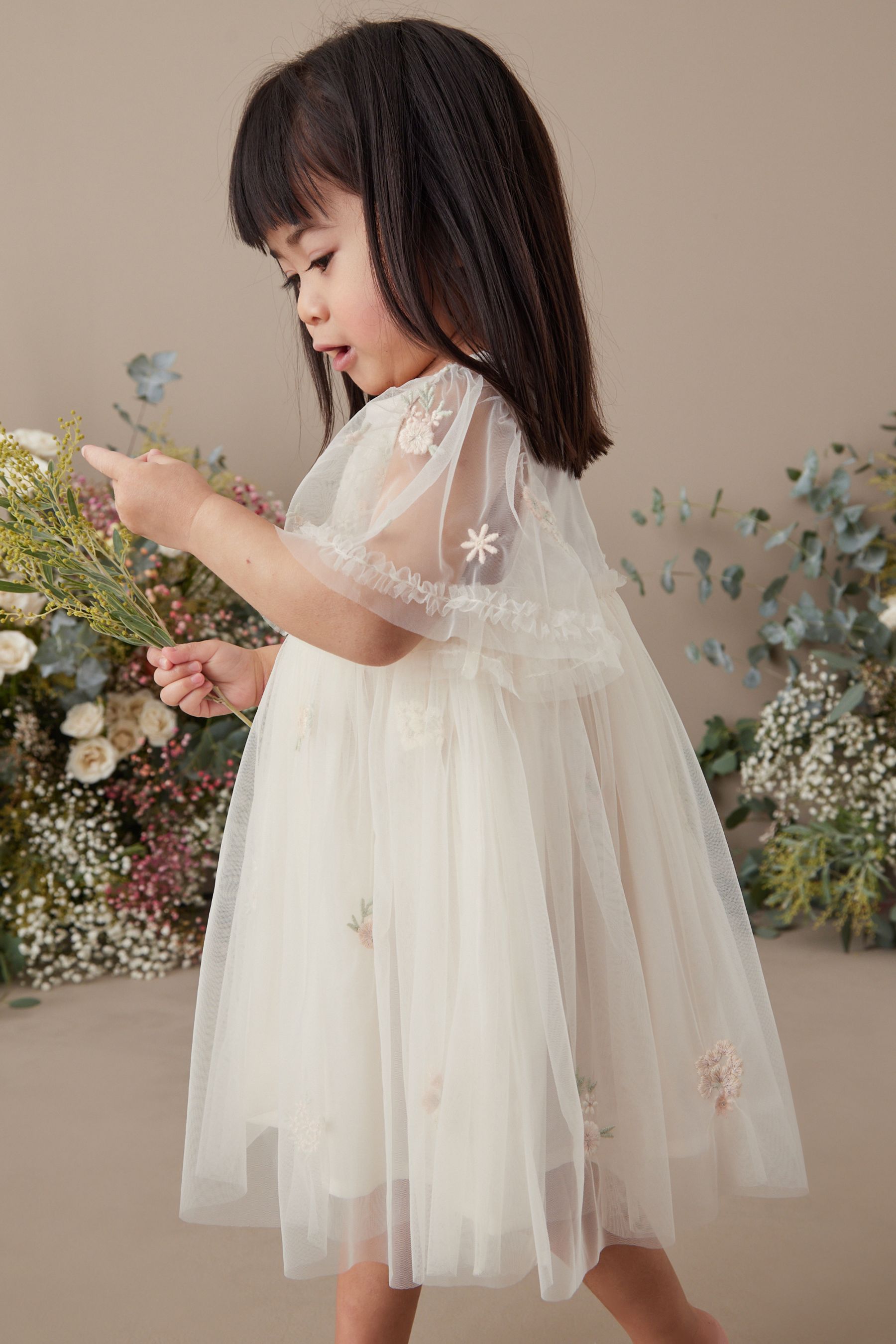 Kids 3PC Embroidered Summer Dress With Net Dupatta - Unstitched - DE-29 main image 1