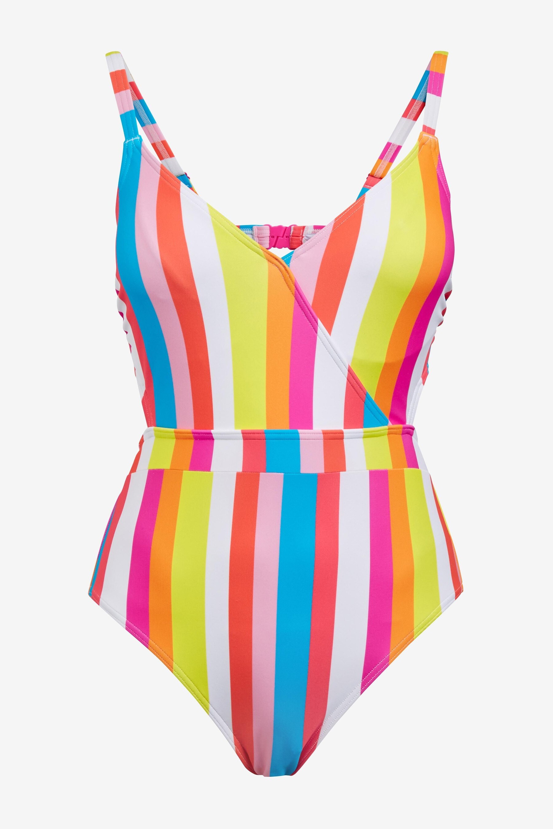 Buy Figleaves White Malibu Stripe Underwired Cut Out Tummy Control