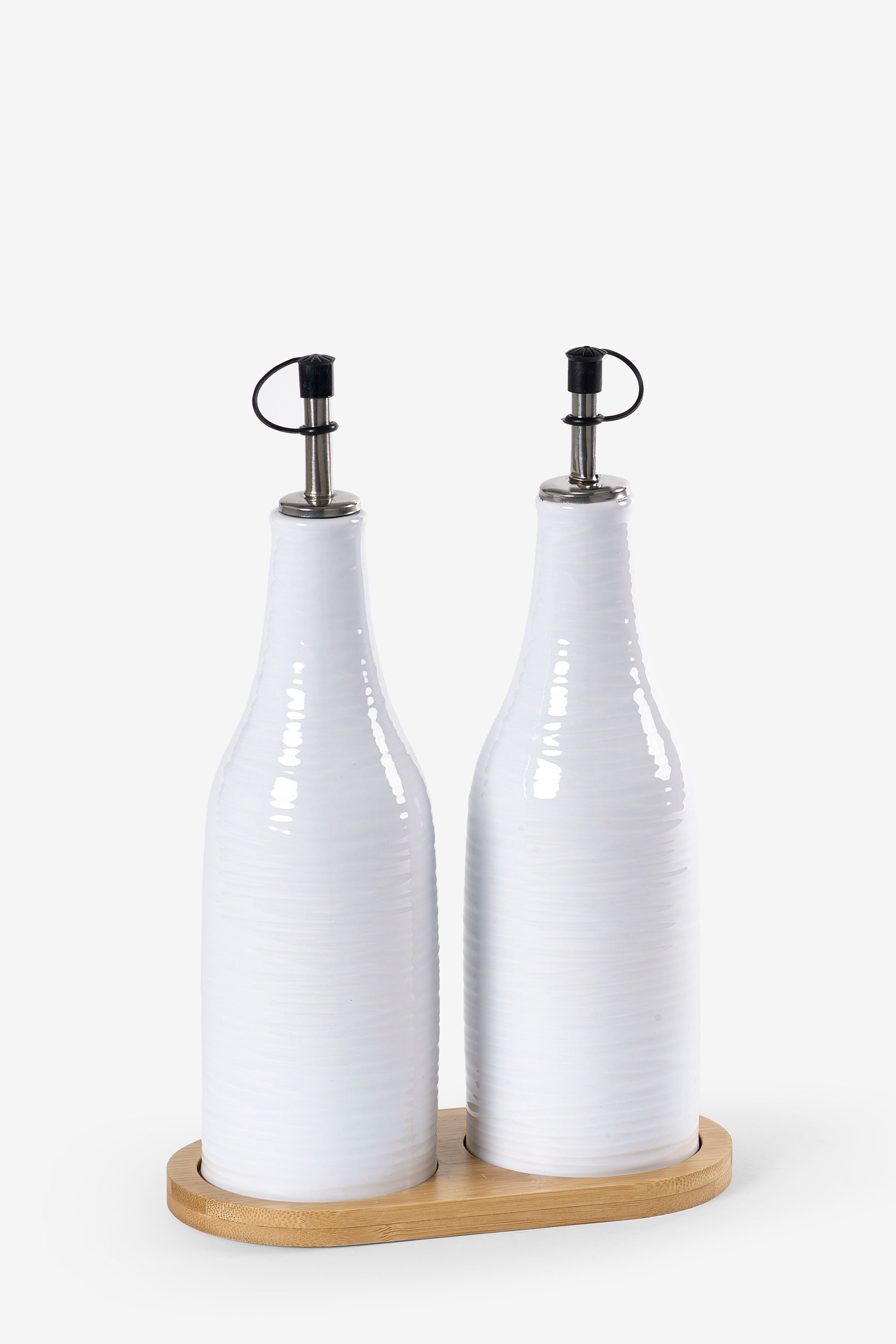 Buy Set of 2 White Malvern Embossed Oil Set of 2 Oil Bottles Bottles