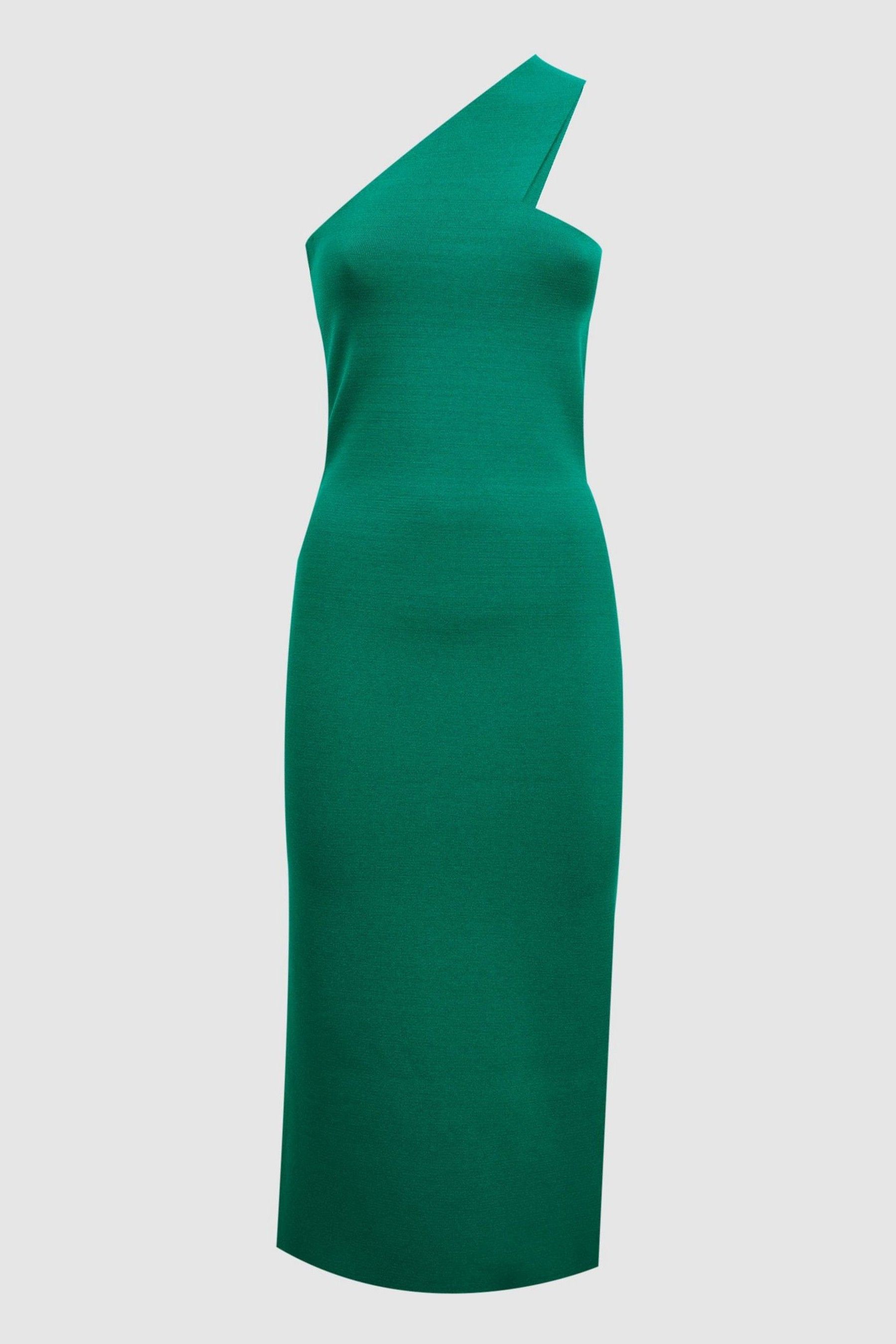 Buy Reiss Green Lola Knitted One Shoulder Bodycon Midi Dress from the