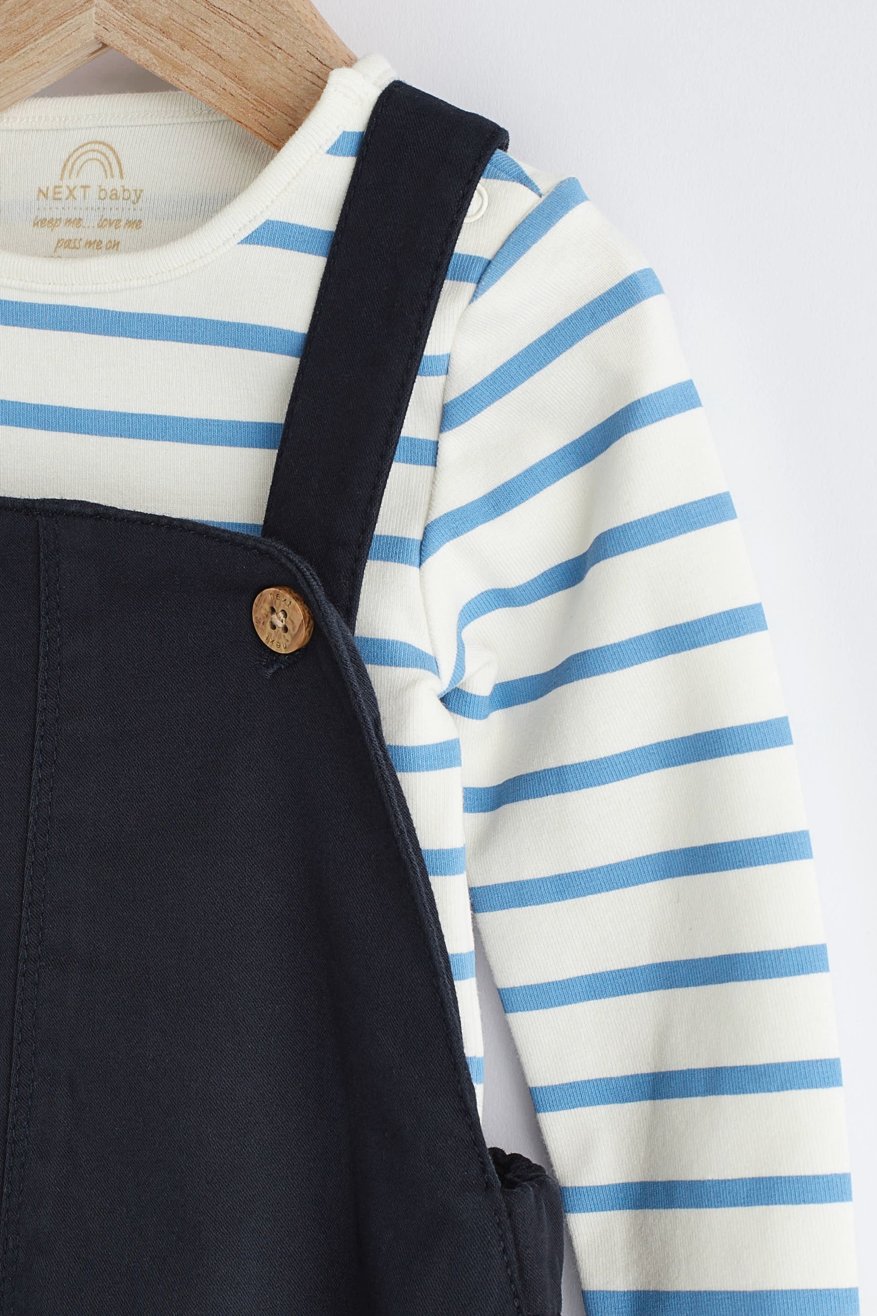 A DEE - Denim Dungaree Two Piece Set - Navy/White main image 1