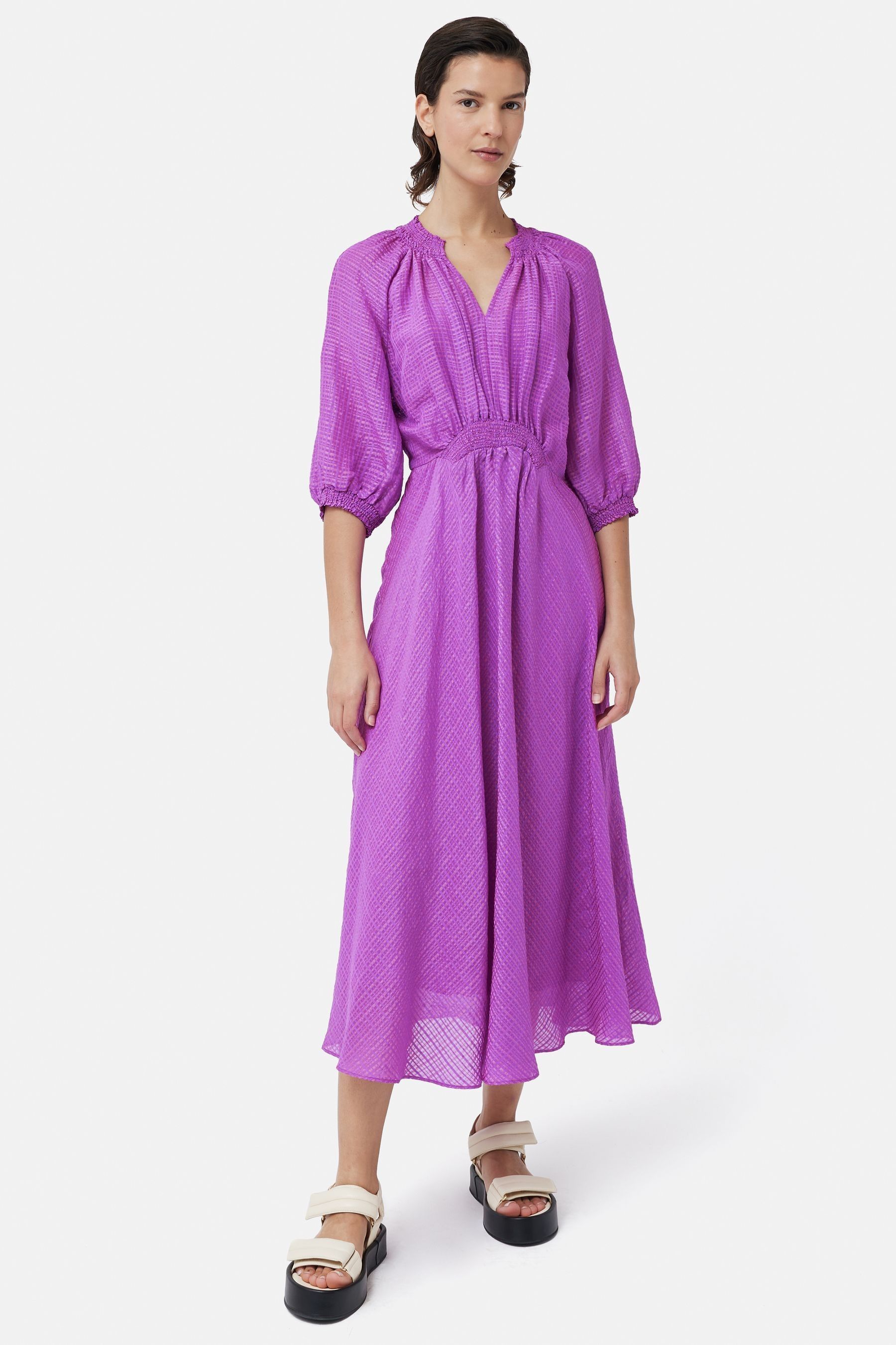 Buy Jigsaw Pink Silk Linen Gauze Midi Dress from Next Ireland