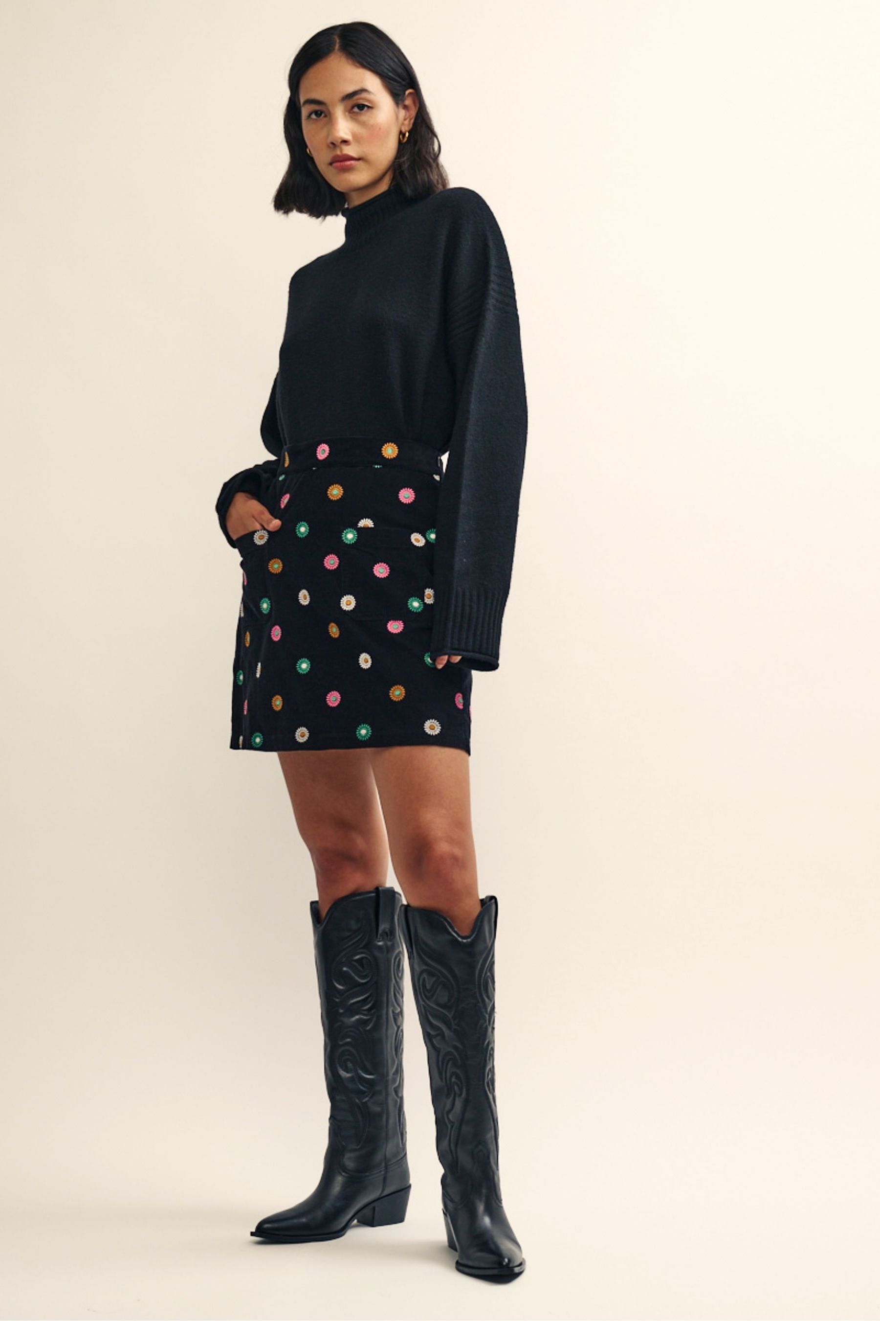 Buy Nobody's Child Tracey Embroidered Black Mini Skirt from the Next UK ...