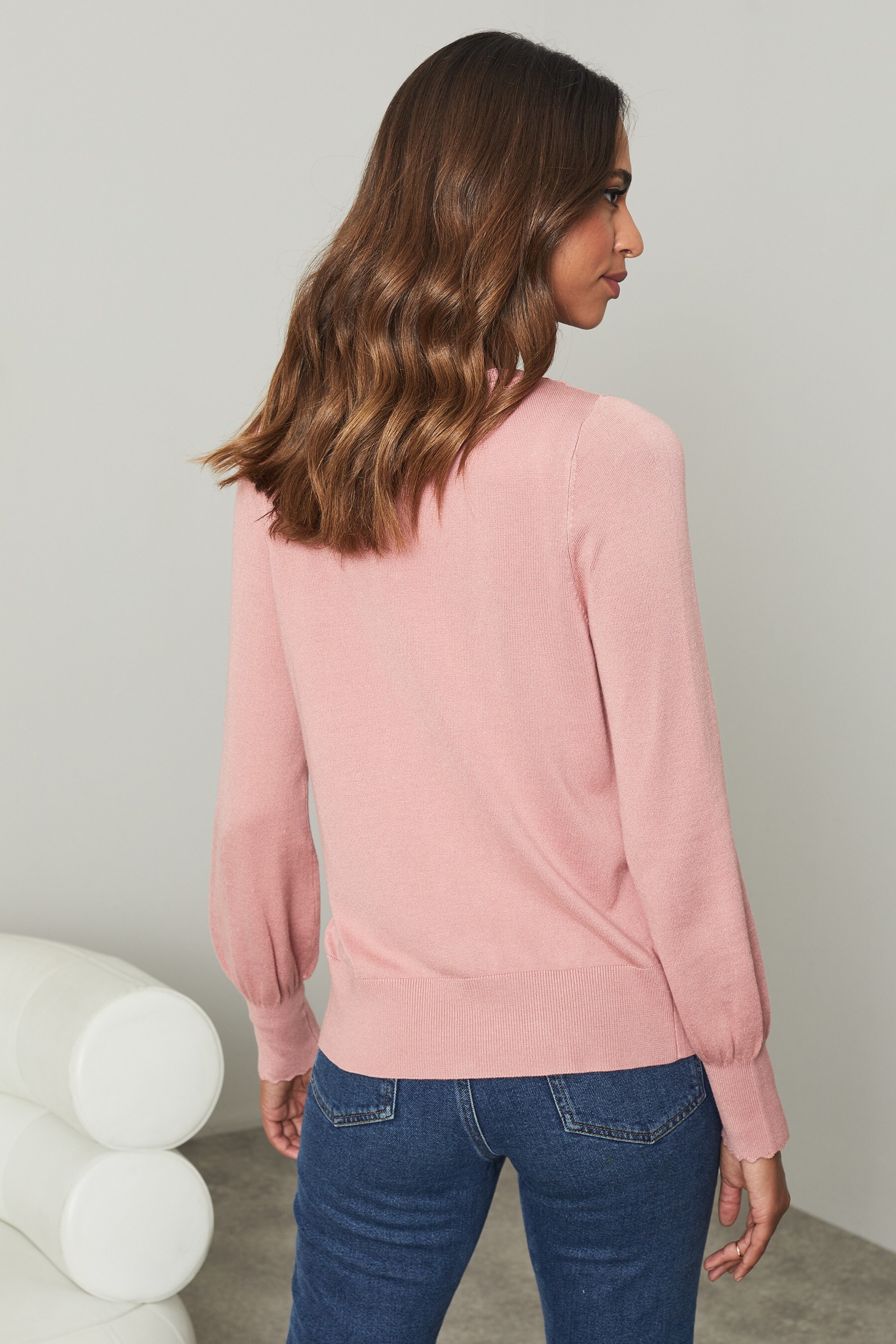 Buy Lipsy Scallop Detail Knit Diamanté Button Cardigan from Next Ireland