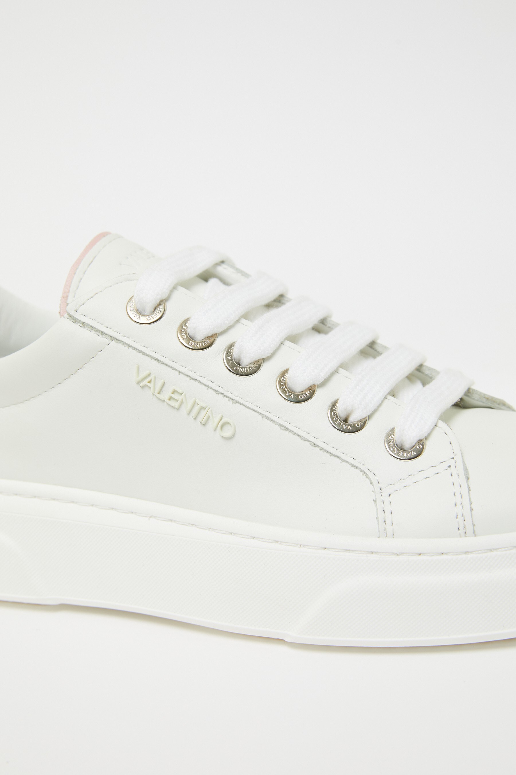 white chunky sole lace up trainers