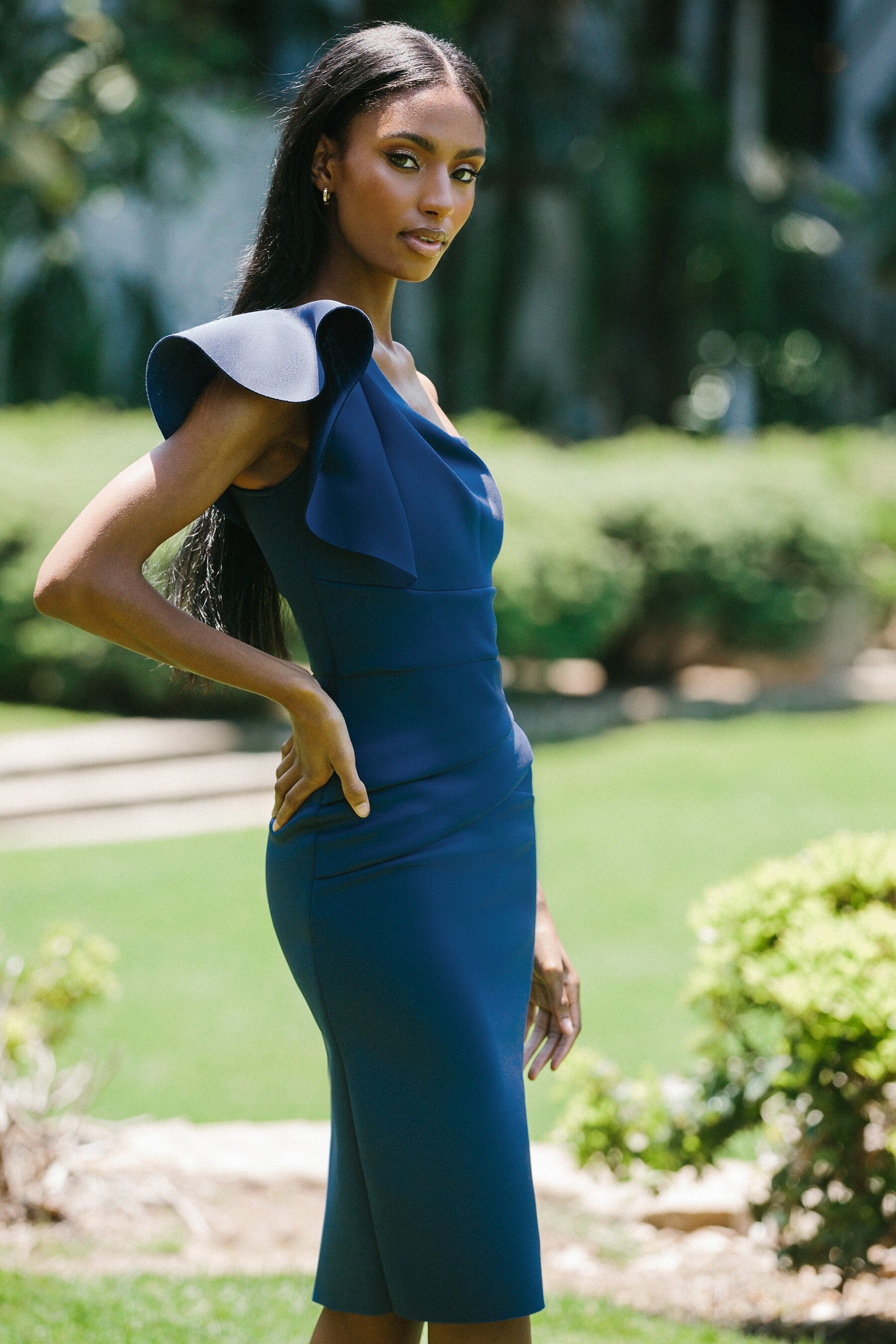Buy Lipsy Ruffle One Shoulder Bodycon Midi Dress from the Next UK online shop