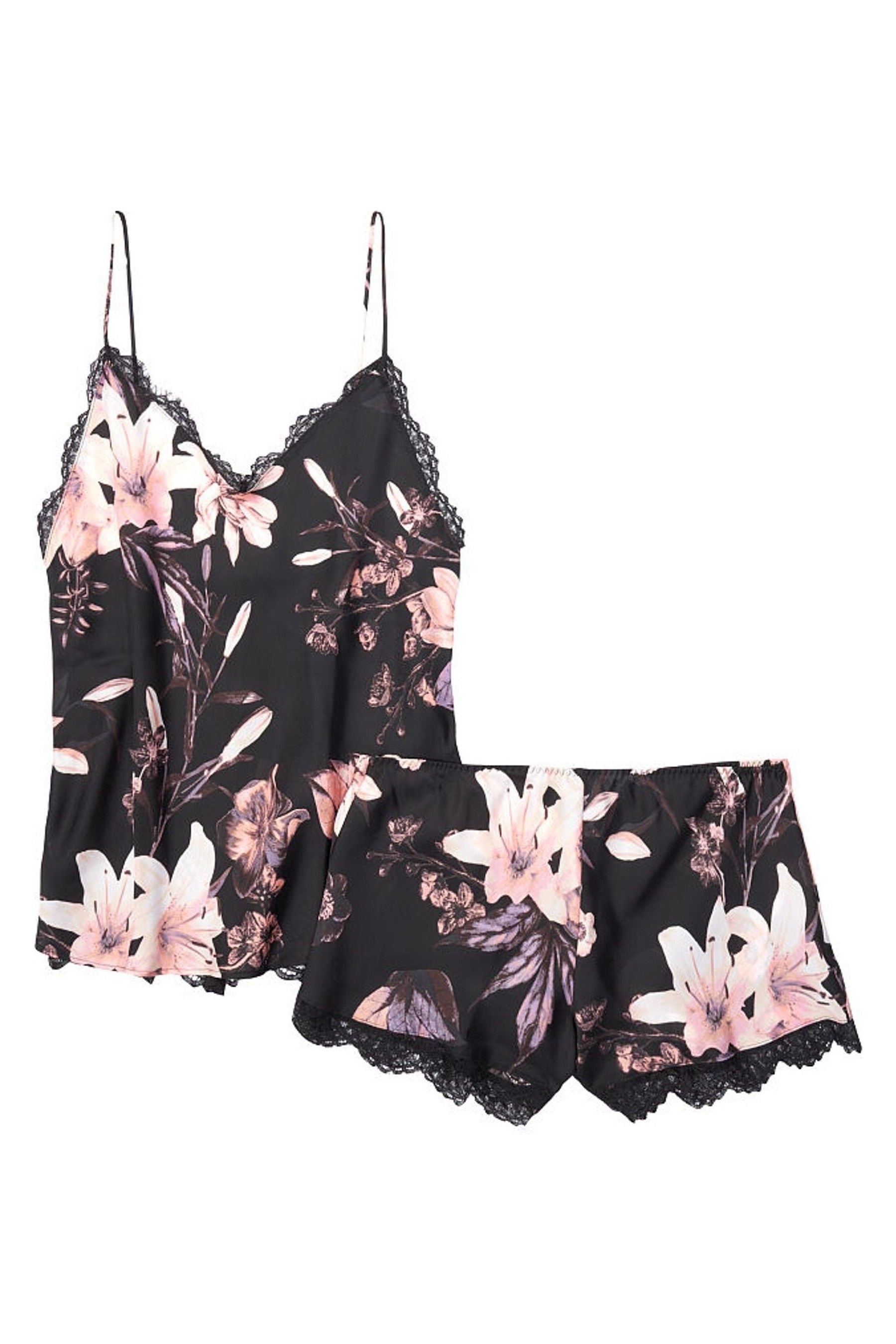 victoria secret stretch lace & satin cami set