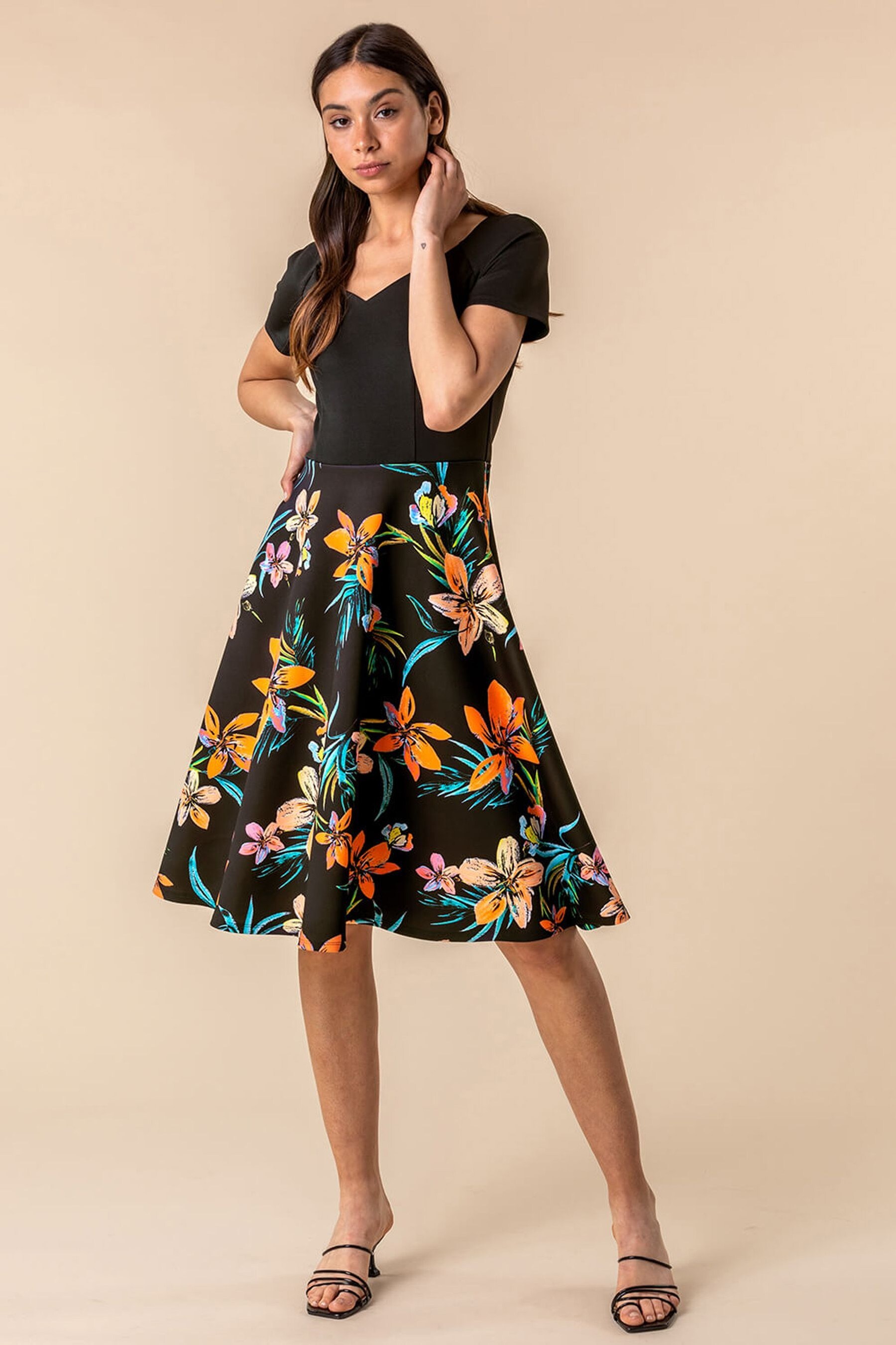 Buy Roman Contrast Tropical Print Fit & Flare Dress from the Next UK online shop