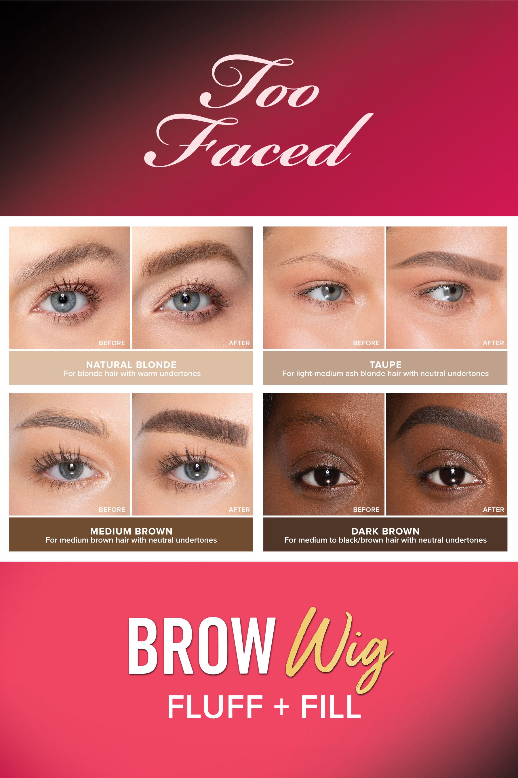 Buy Too Faced Brow Wig Brush On Hair Fluffy Brow Gel from the Next UK