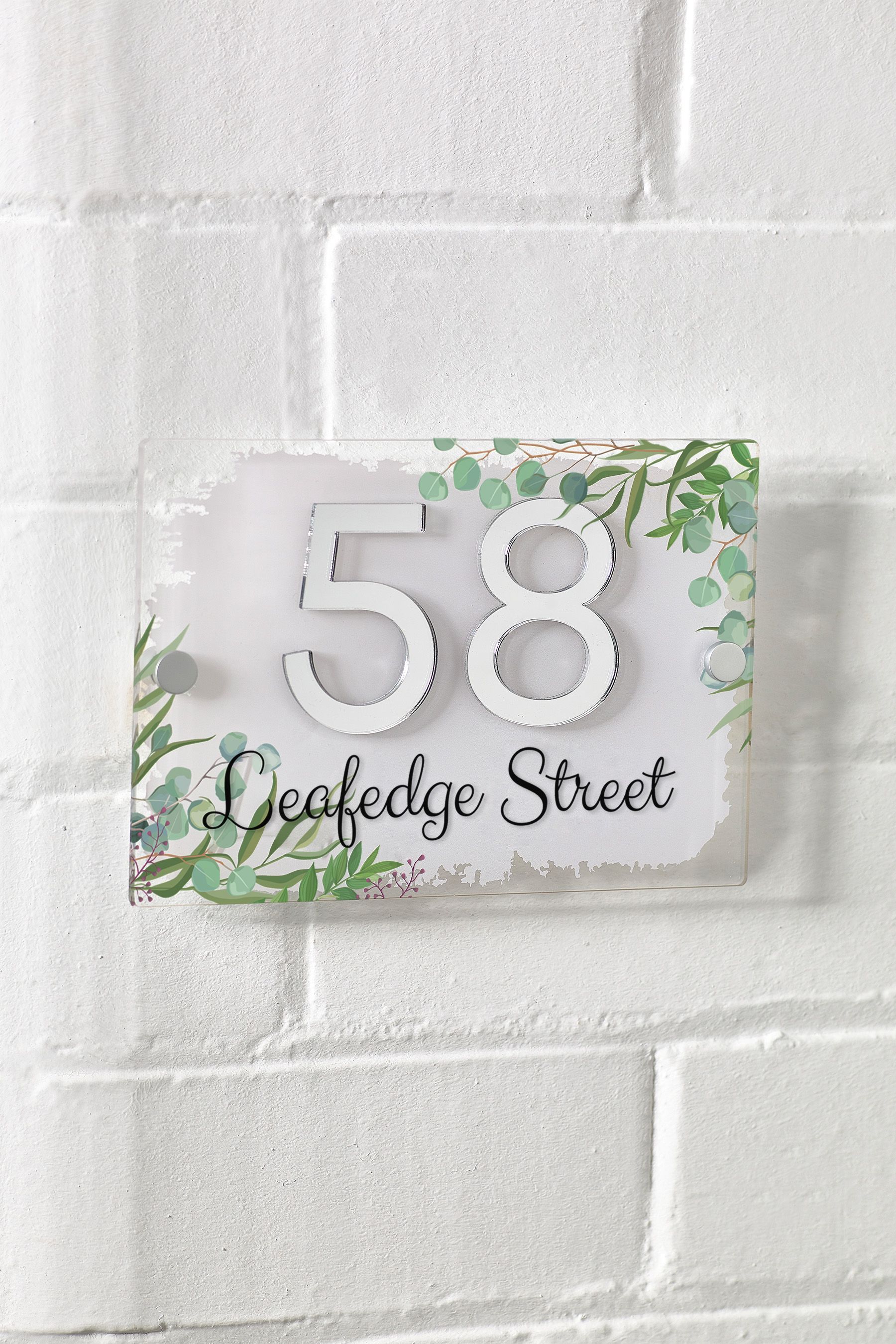 buy personalised leaf print 3d mirror acrylic number house sign by