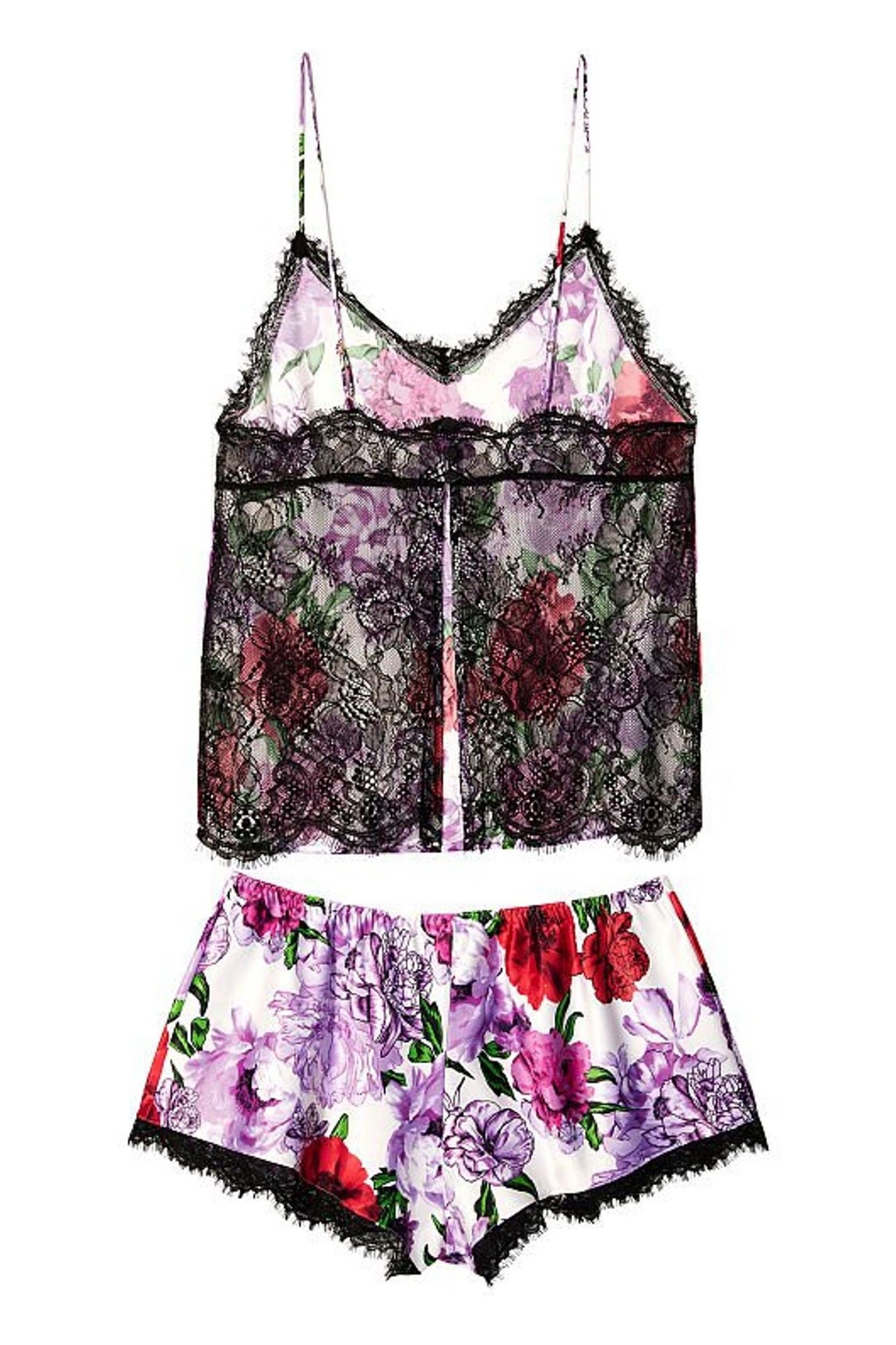 victoria secret stretch lace & satin cami set