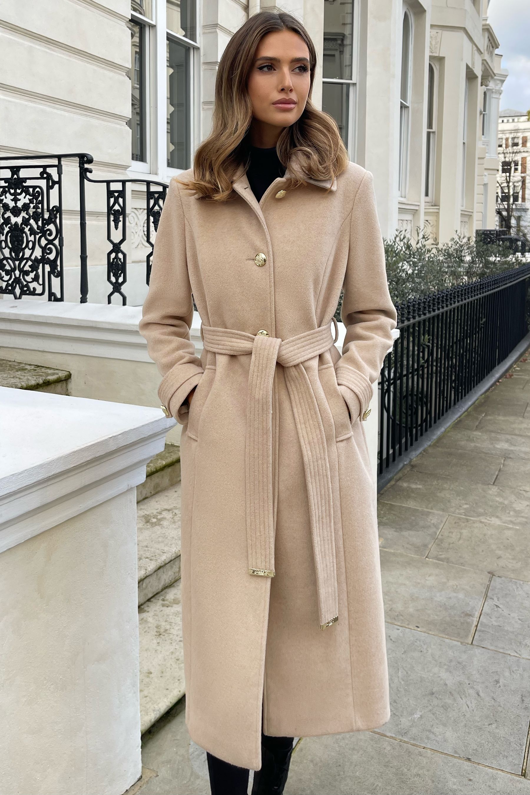 Buy Lipsy Single Breasted Button Through Belted Coat from Next Ireland