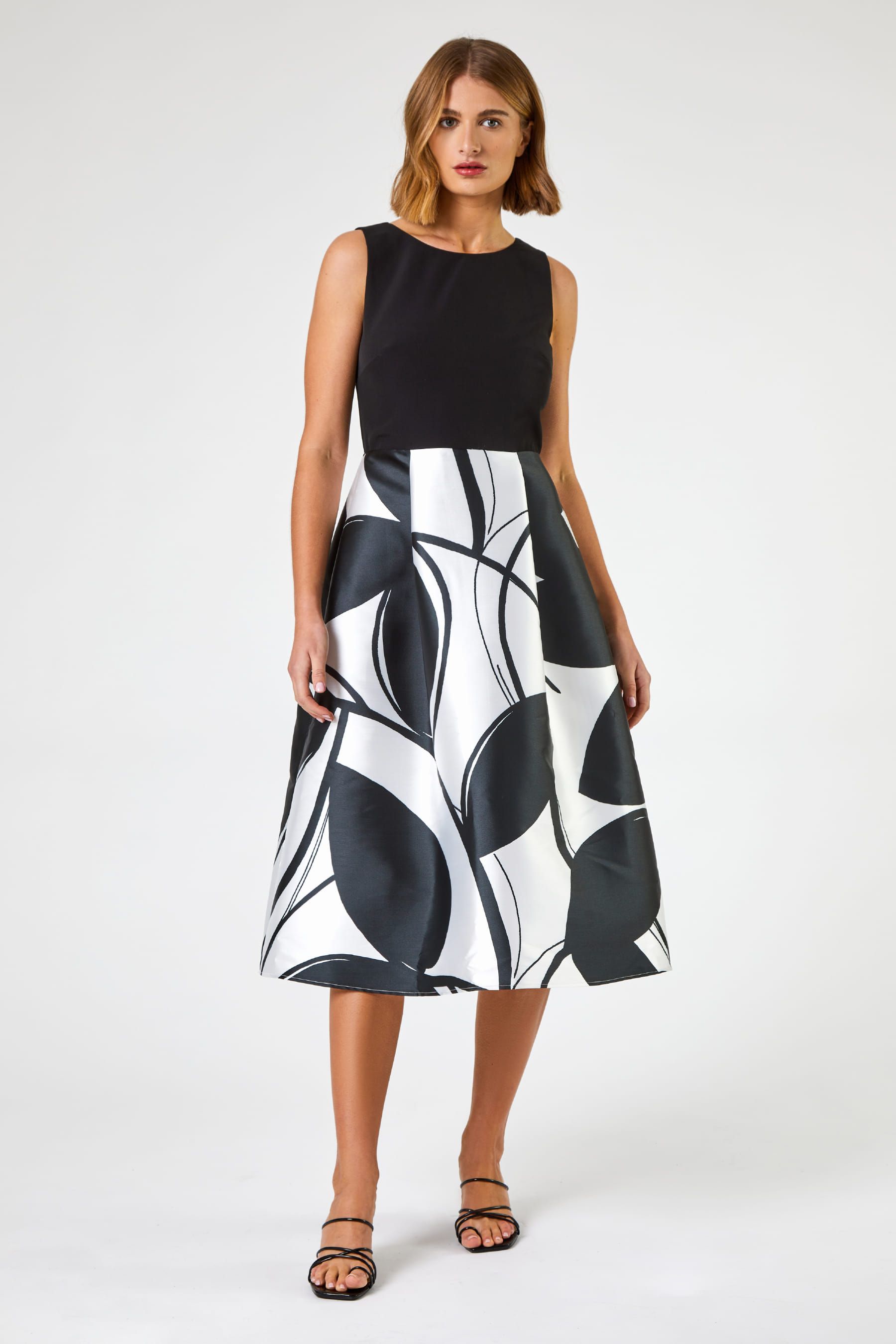 Buy Roman Contrast Leaf Print Fit & Flare Dress from the Next UK online shop