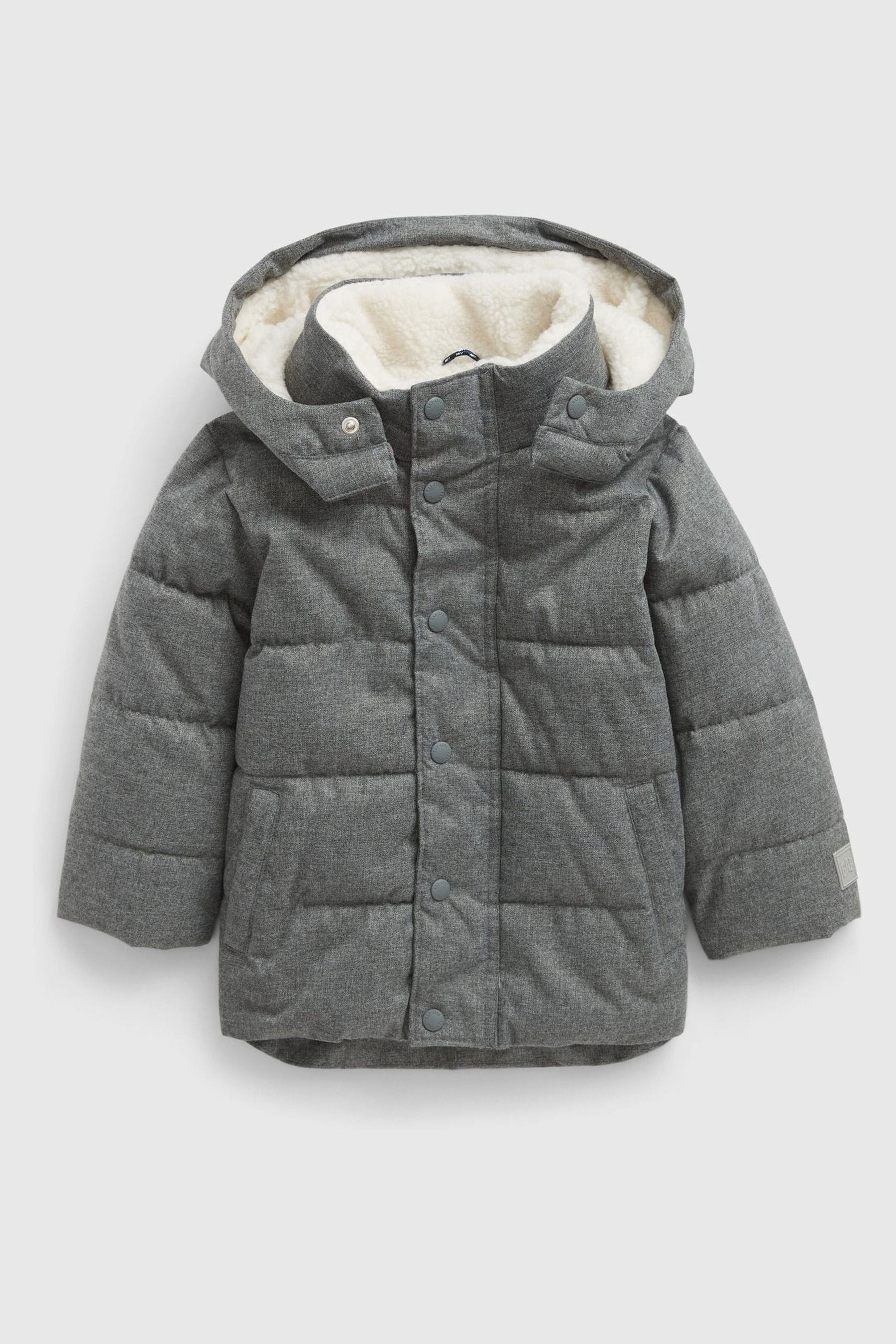 Buy Gap Grey Water Resistant Sherpa Lined Recycled Puffer Jacket from ...