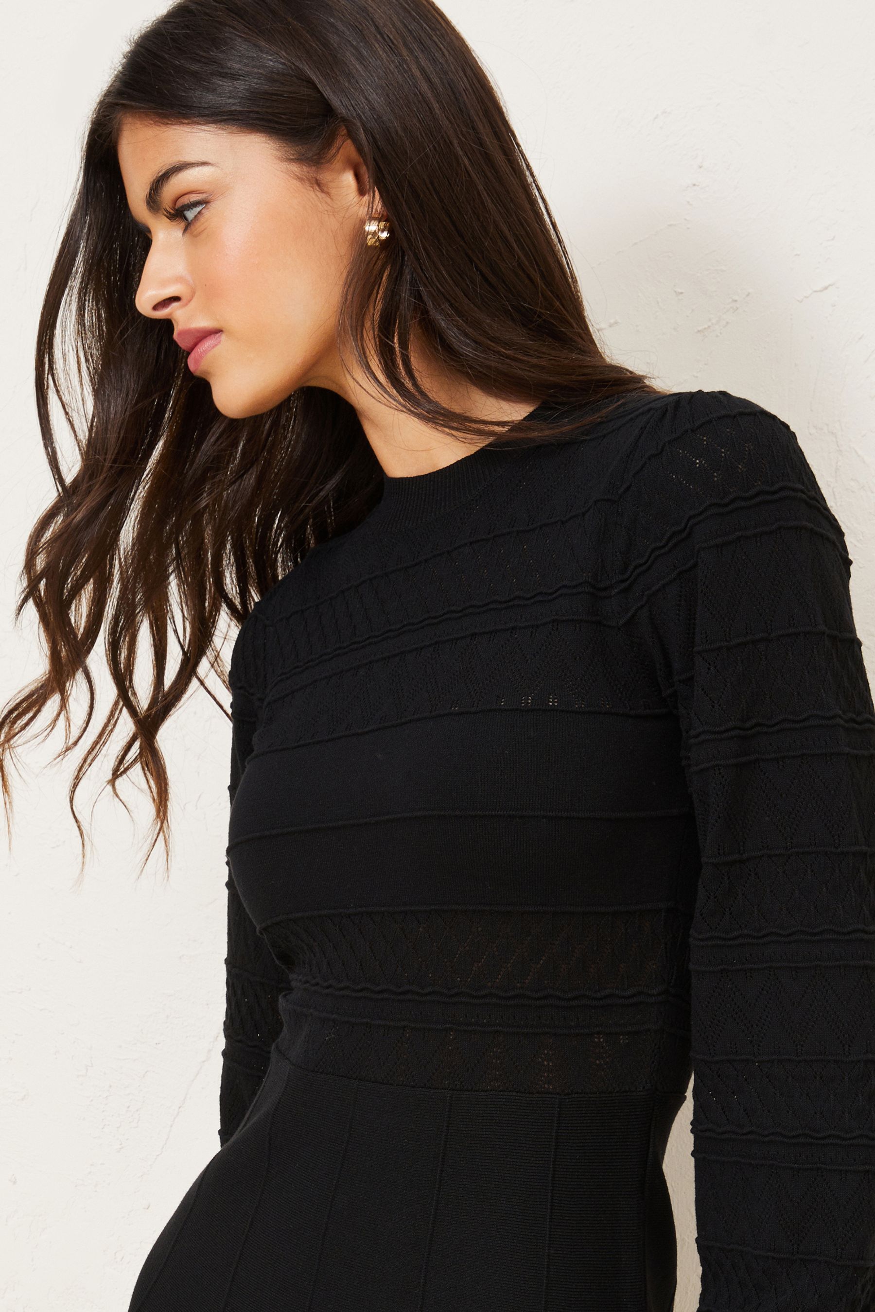 Buy Lipsy Knitted Pointelle Stitch Fit and Flare Dress from Next Ireland