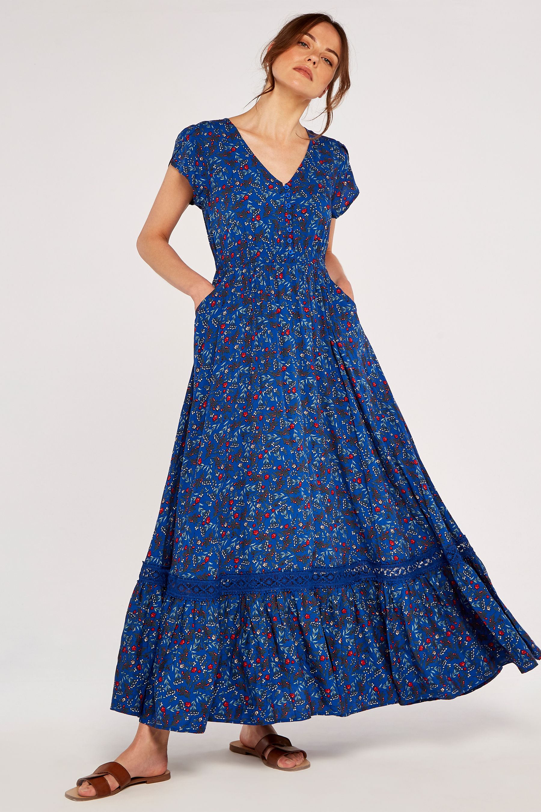 Buy Apricot Dianthus Lace Insert Maxi Dress from the Next UK online shop