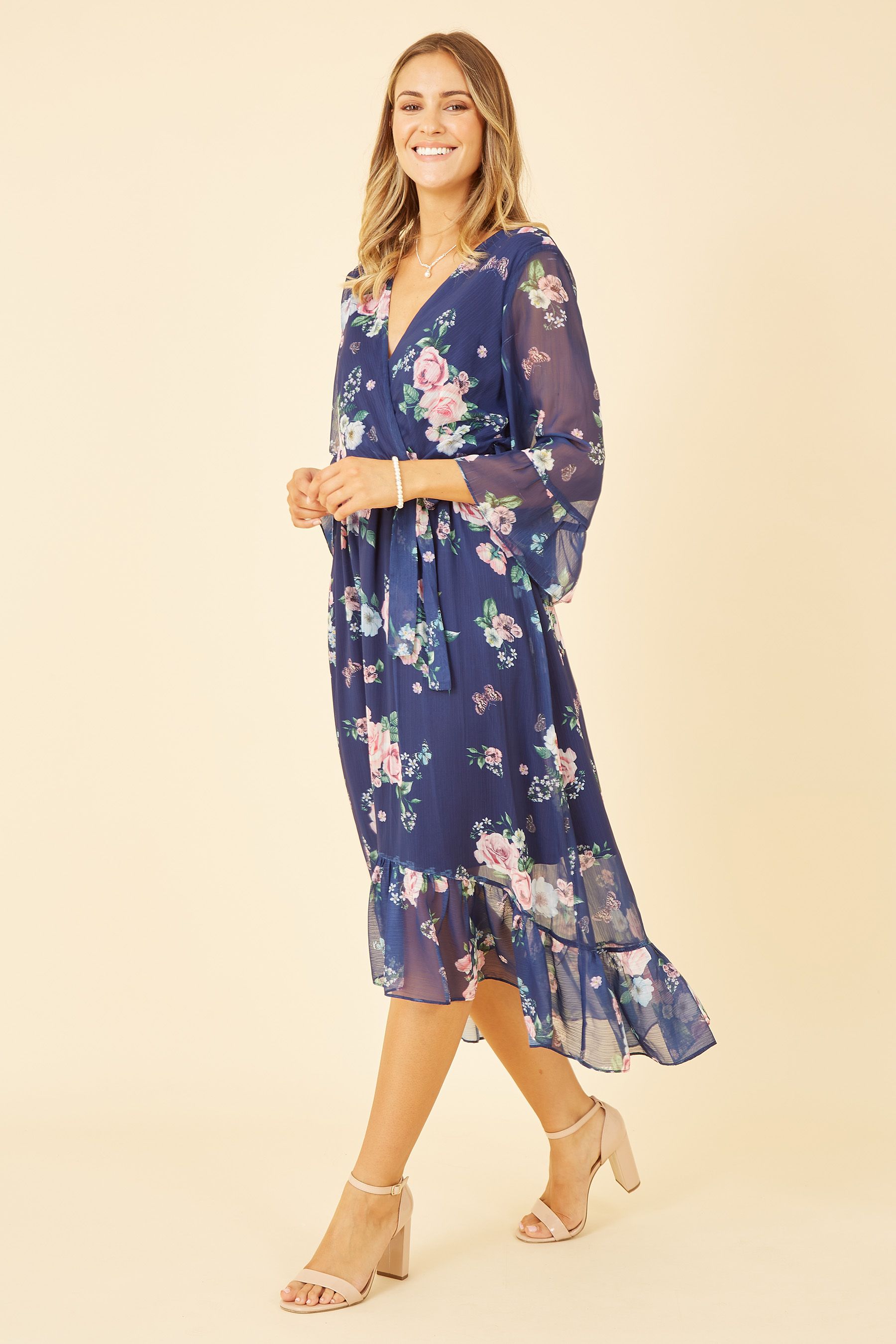 Buy Yumi Floral Wrap Dress With Dipped Hem from Next Ireland