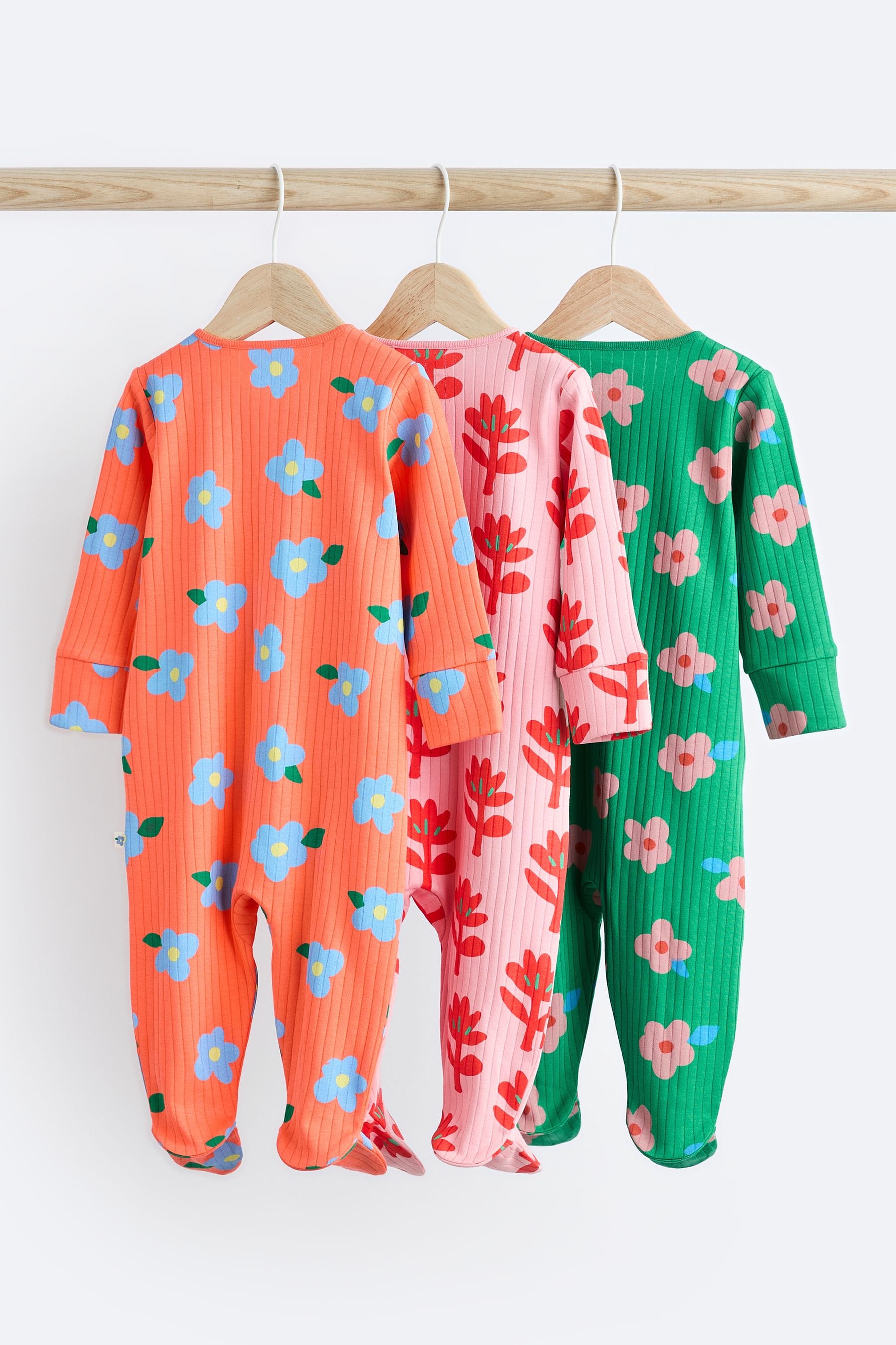 Buy Orange Baby 2 Way Zip Sleepsuit 3 Pack (0mths2yrs) from Next Australia