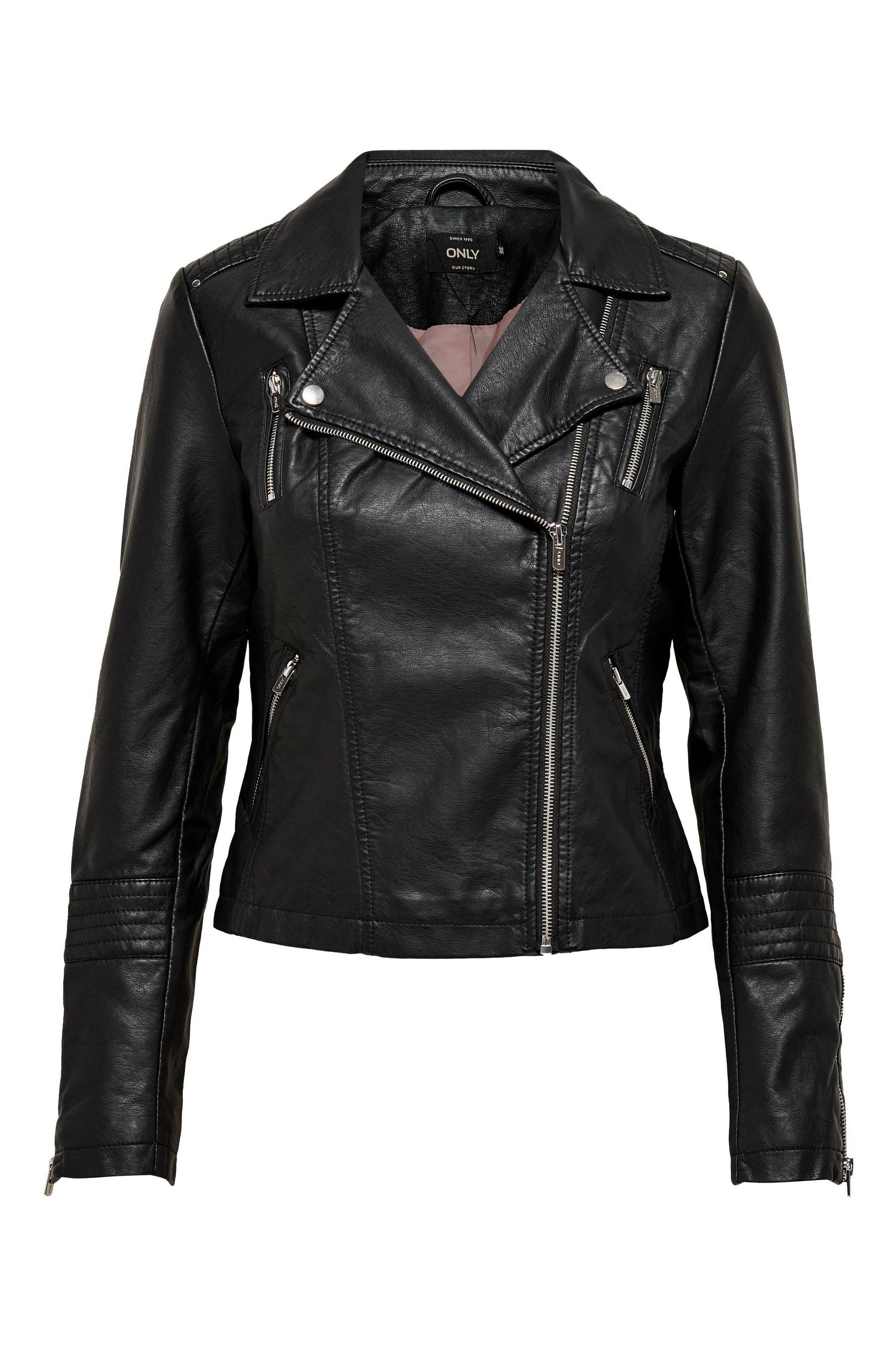Buy Only Black Faux Leather Biker Jacket from the Next UK online shop