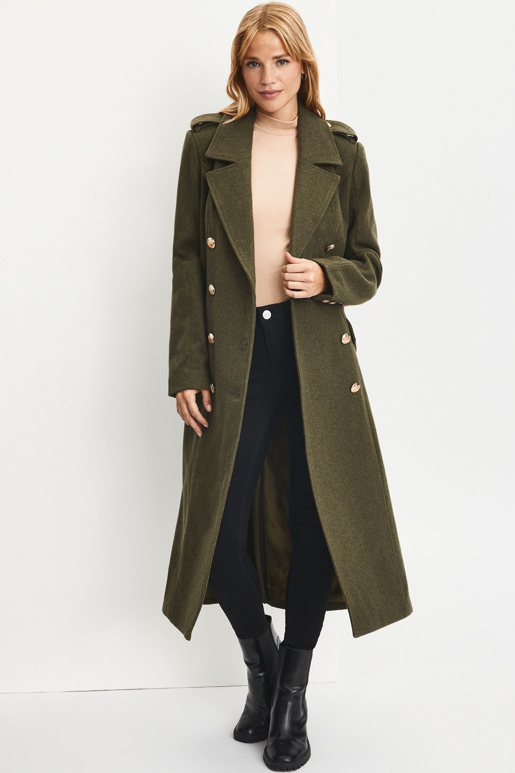 Buy Y.A.S Premium Military Button Longline Wool Coat from Next Ireland