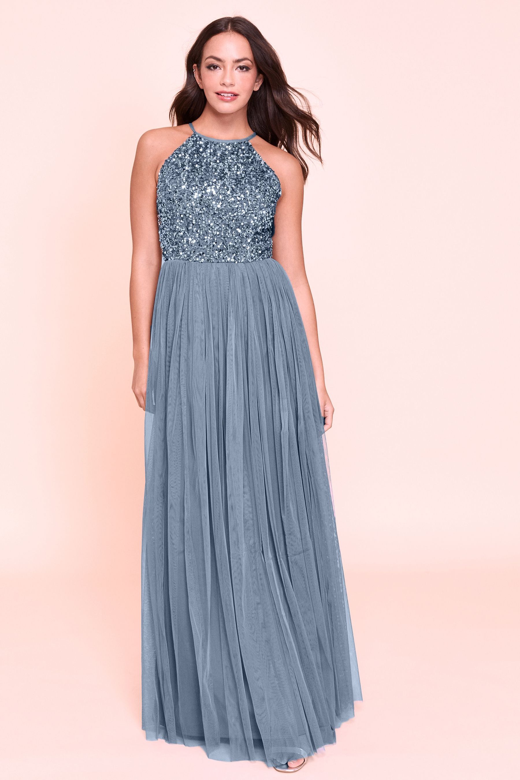 maya sequin scoop back maxi