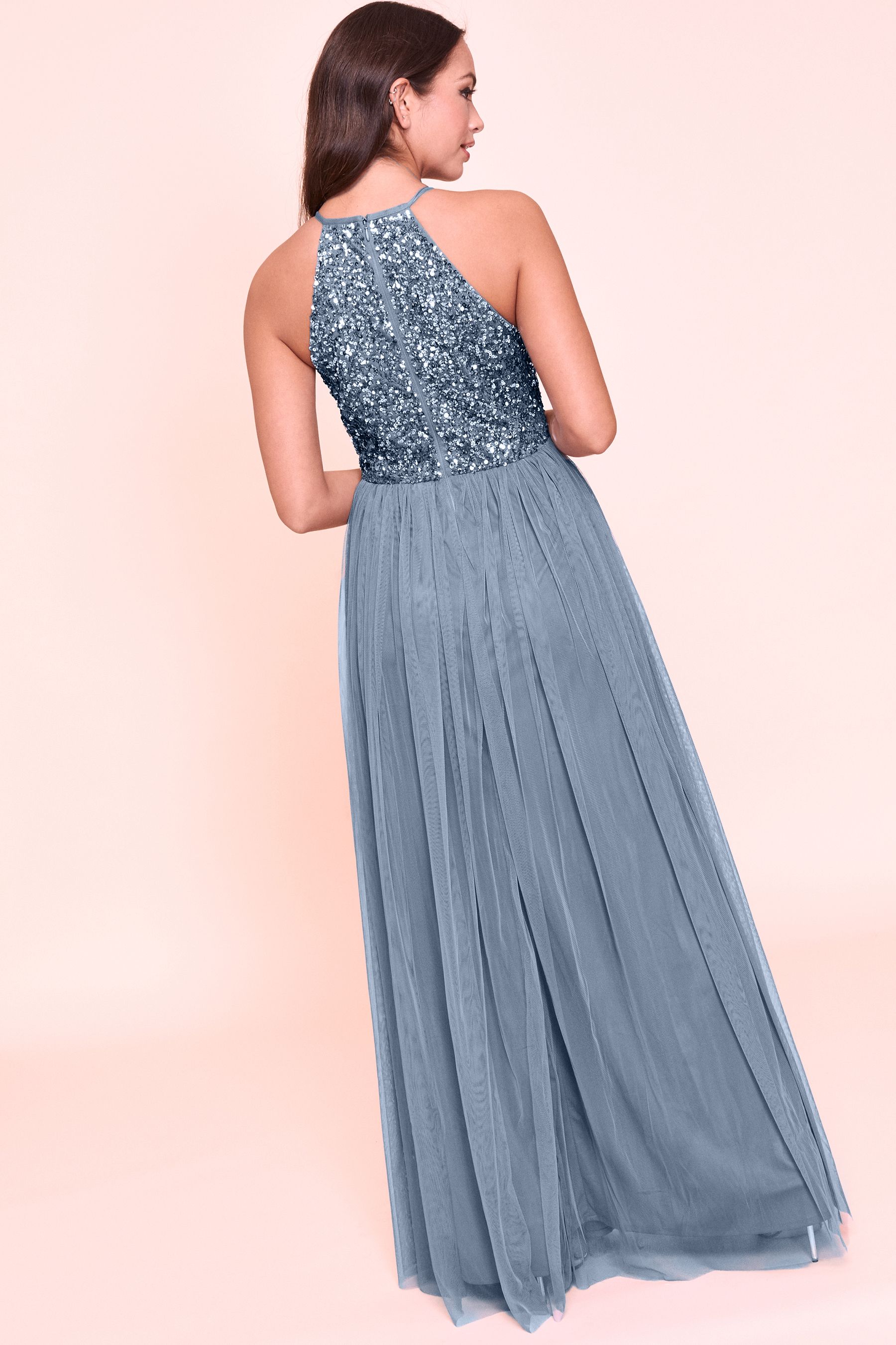 maya sequin scoop back maxi