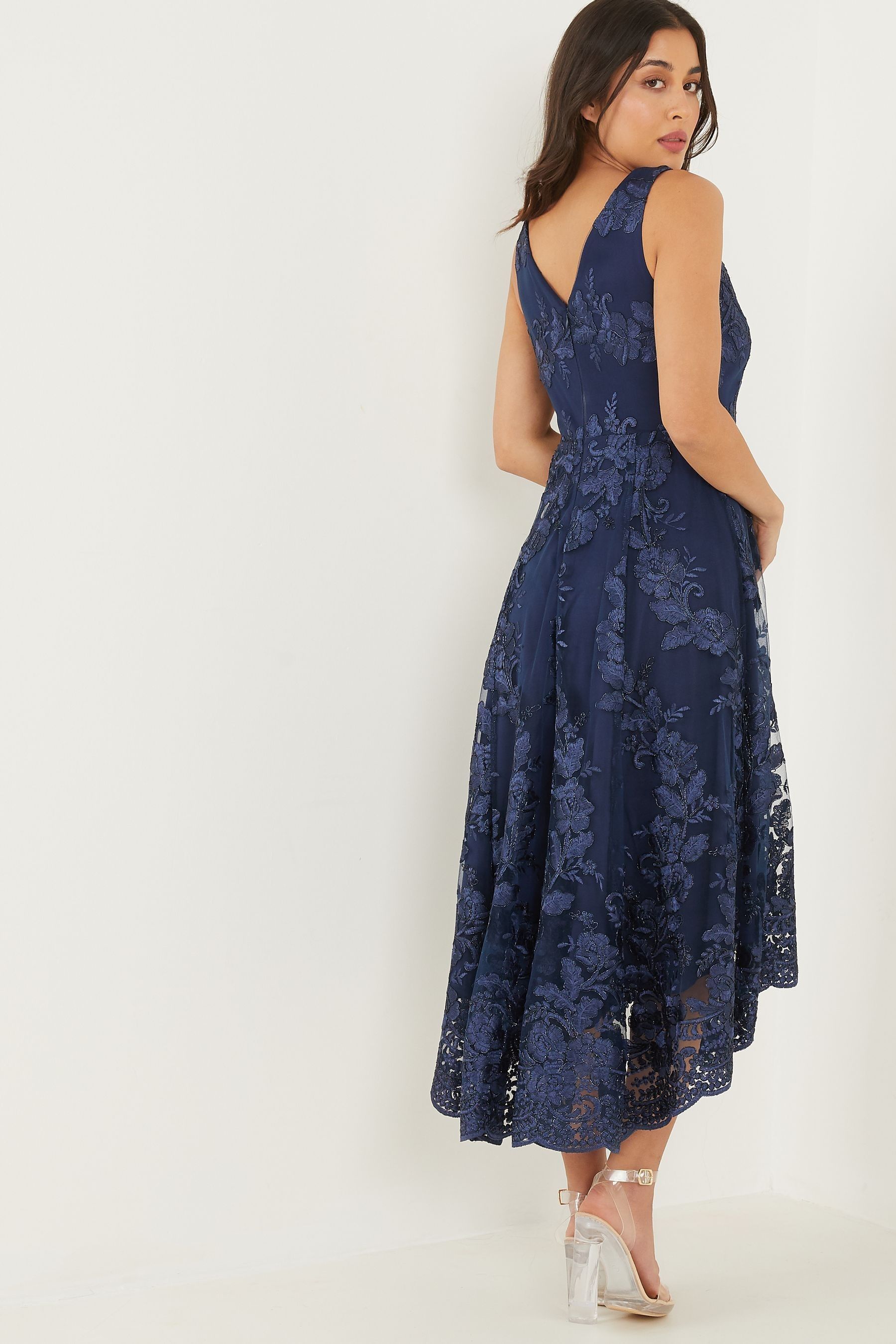 Buy Quiz Lace Bardot Dip Hem Dress from Next Ireland