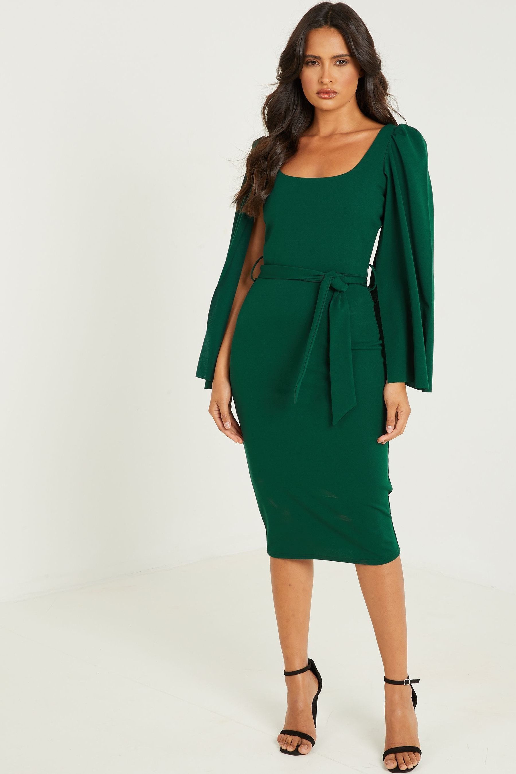 Buy Quiz Scuba Crepe Tie Belt Midi Dress from Next Ireland