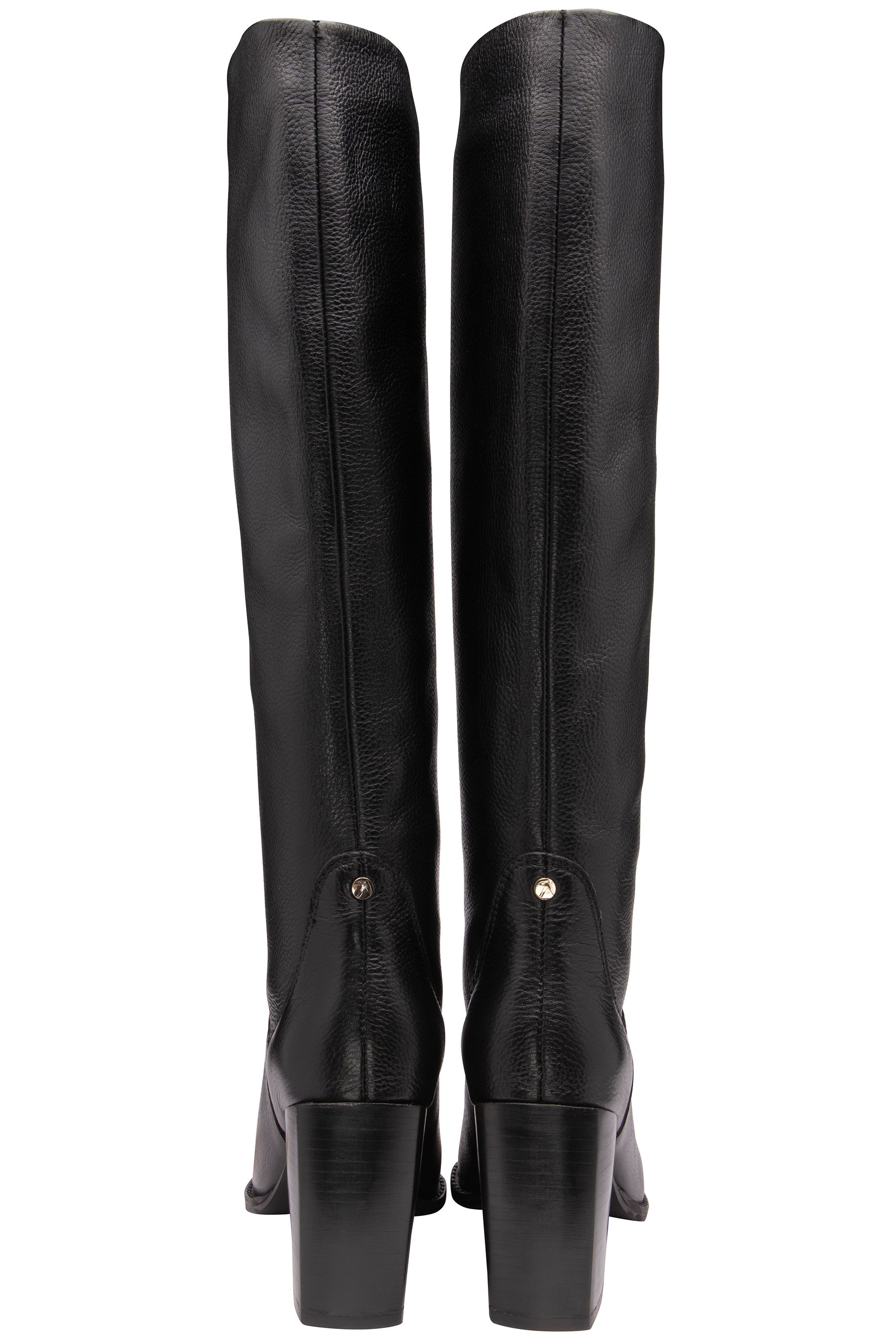 pull&bear pull on western knee high boots in black