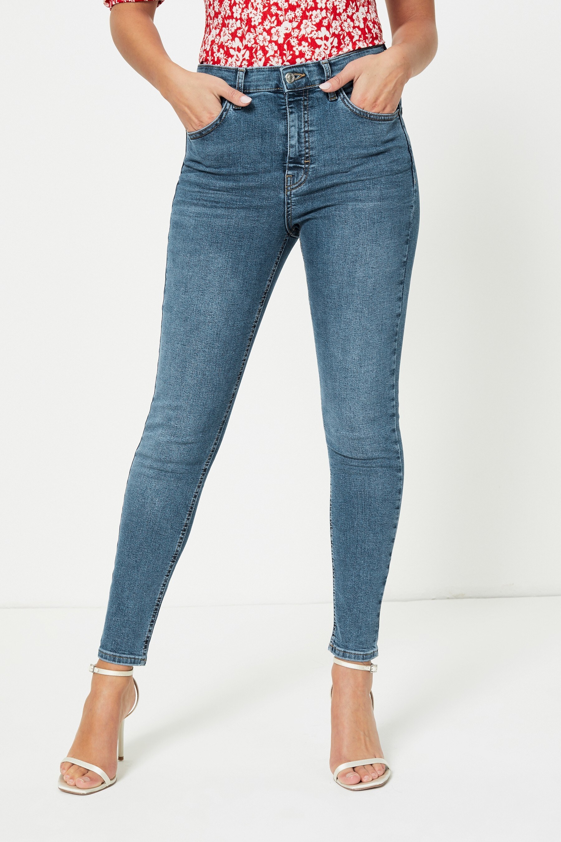 High waisted skinny sale jeans short leg