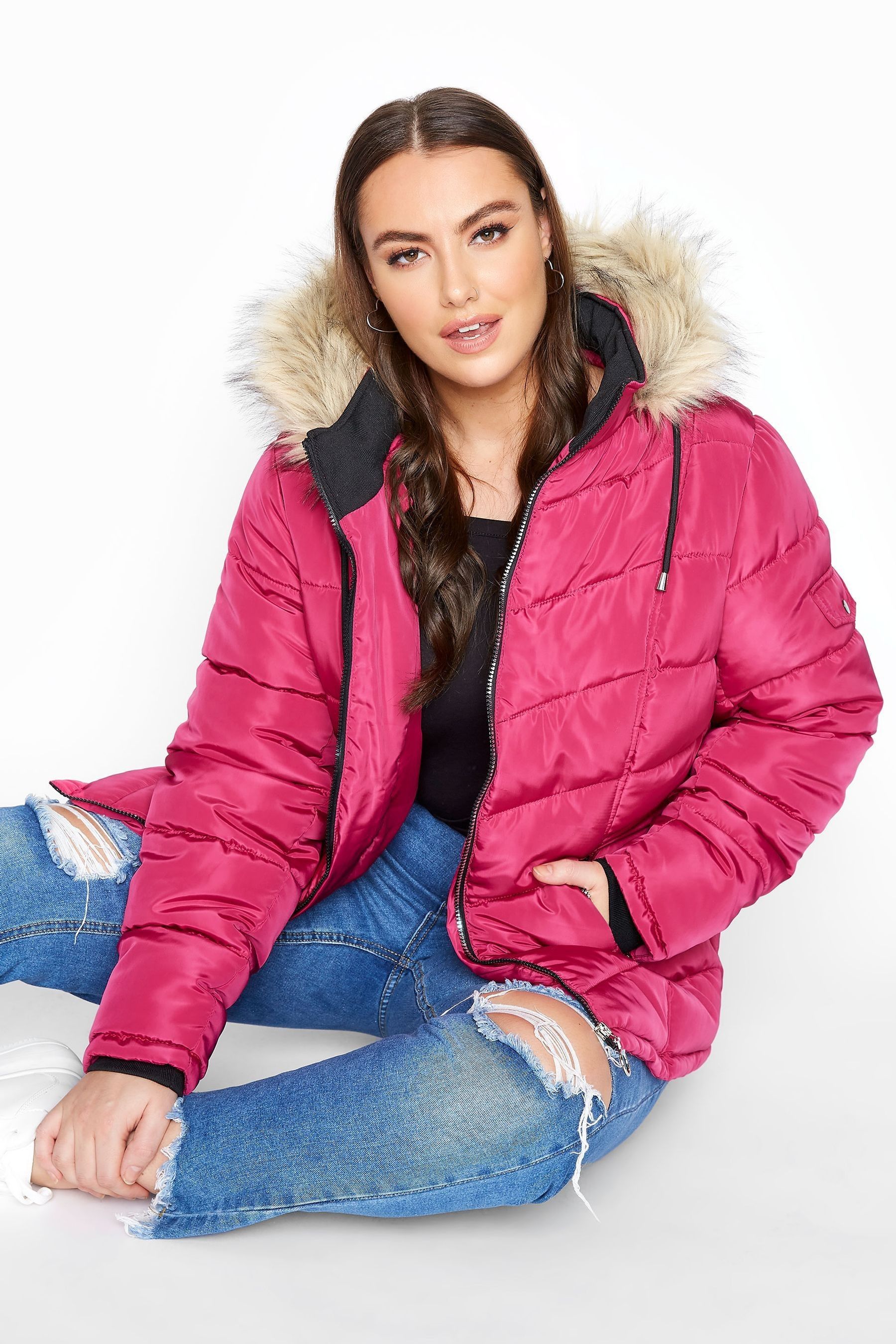 Buy Yours Curve Padded Puffer Jacket With Faux Fur Trim from the Next ...