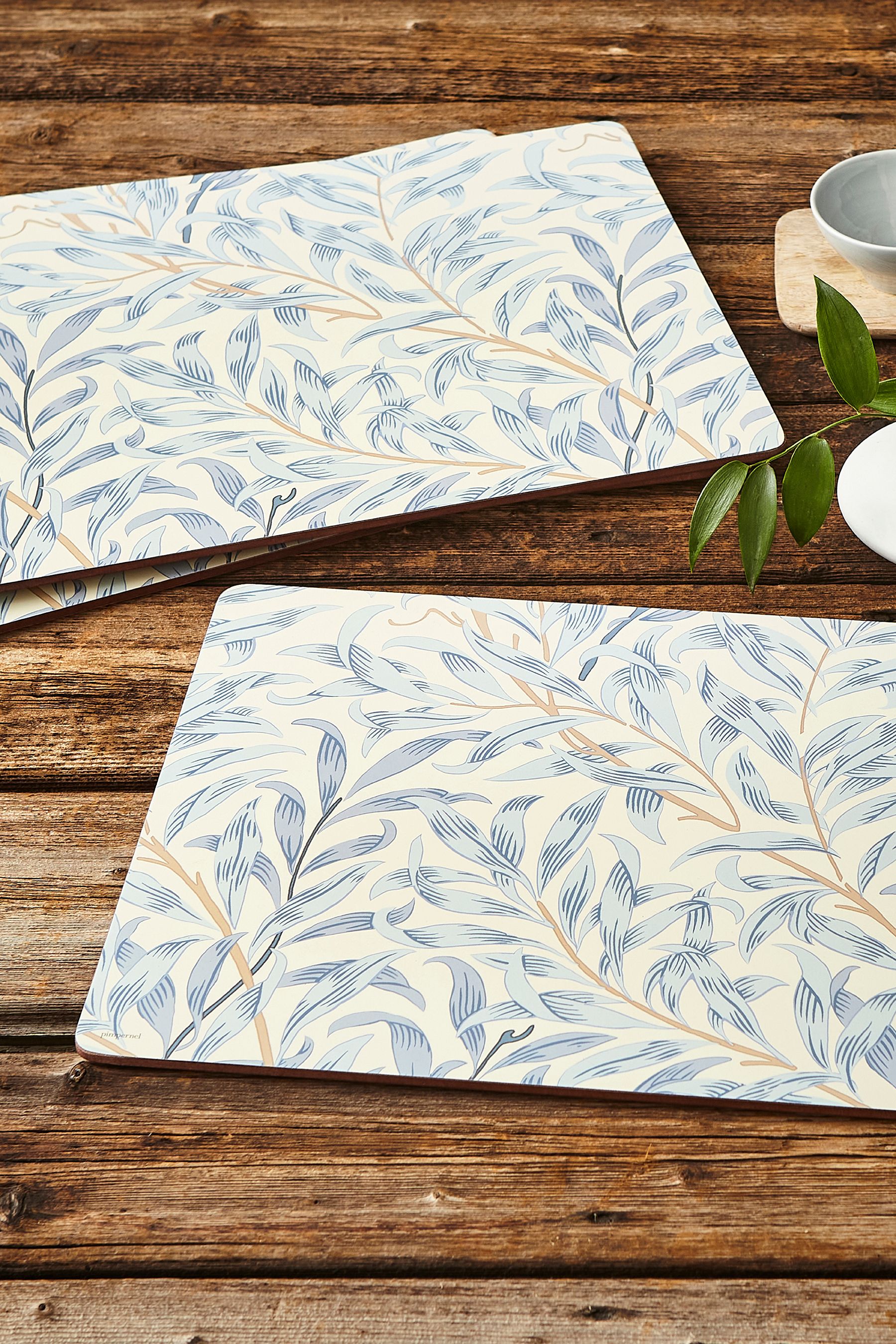 Lot De 6 Dessous De Verre Pimpernel Morris & Co – Motif 'Willow Bough' (feuilles), Carré, Liège/bois – Neuf