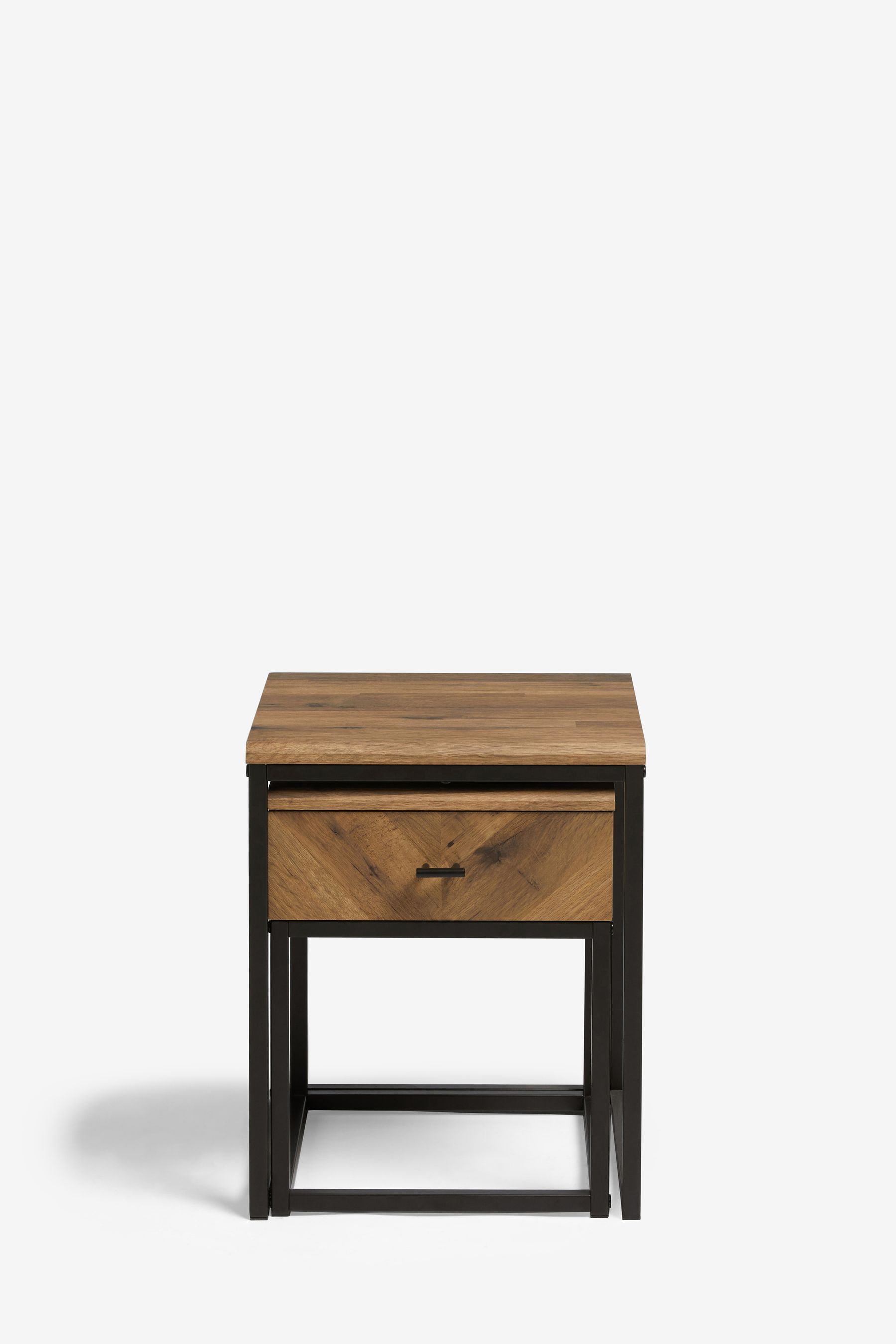 Buy Dark Bronx Chevron Storage Set of 2 Oak Effect Nest of Tables from