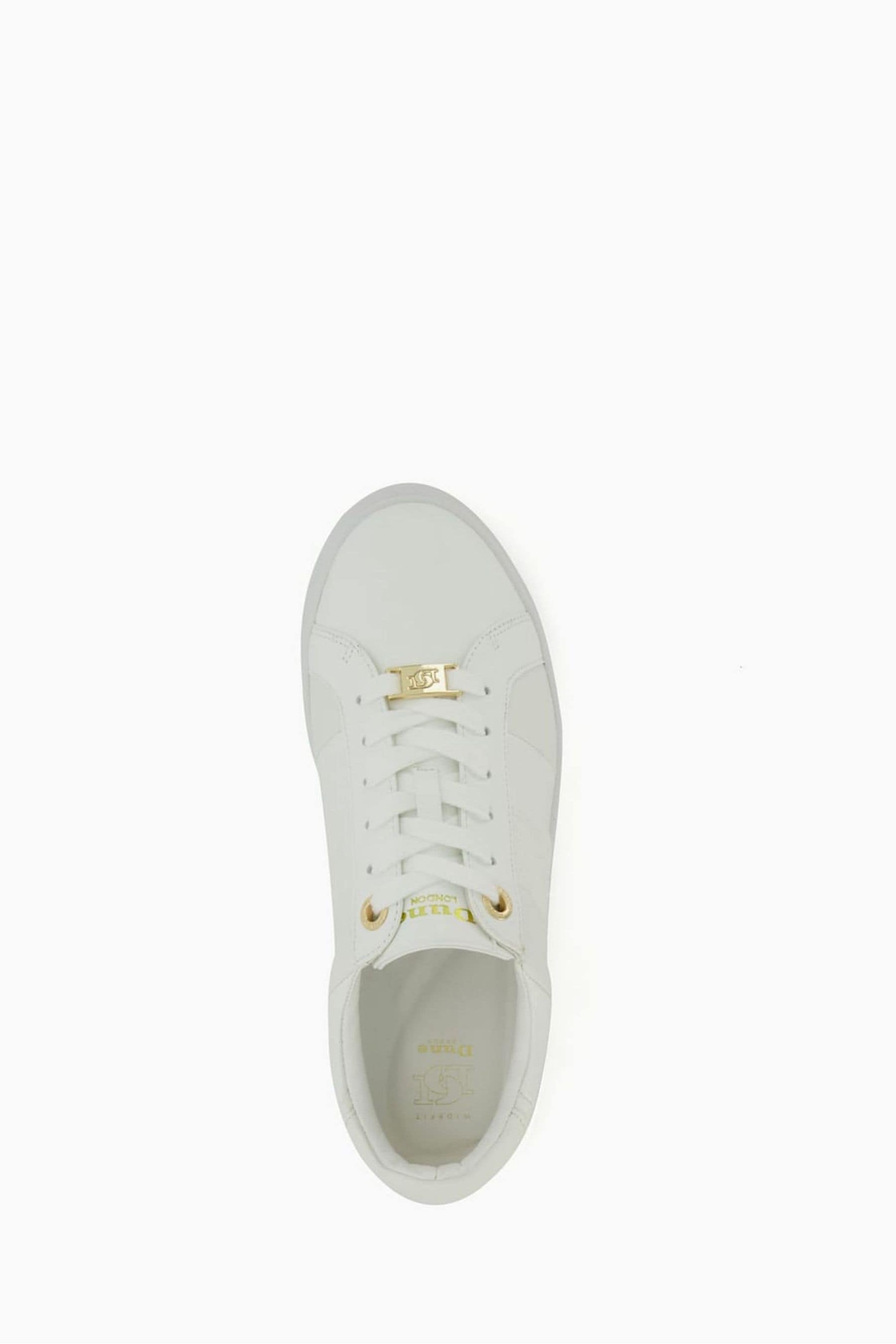 Buy Dune London Wide Fit Everleigh Mix Material Stripe White Trainers ...