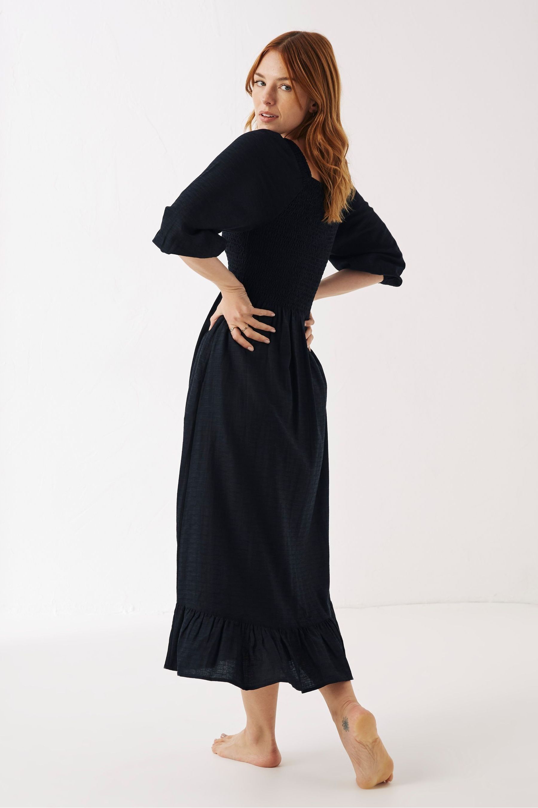 Buy FatFace Adele Black Shirred Midi Dress from Next Ireland