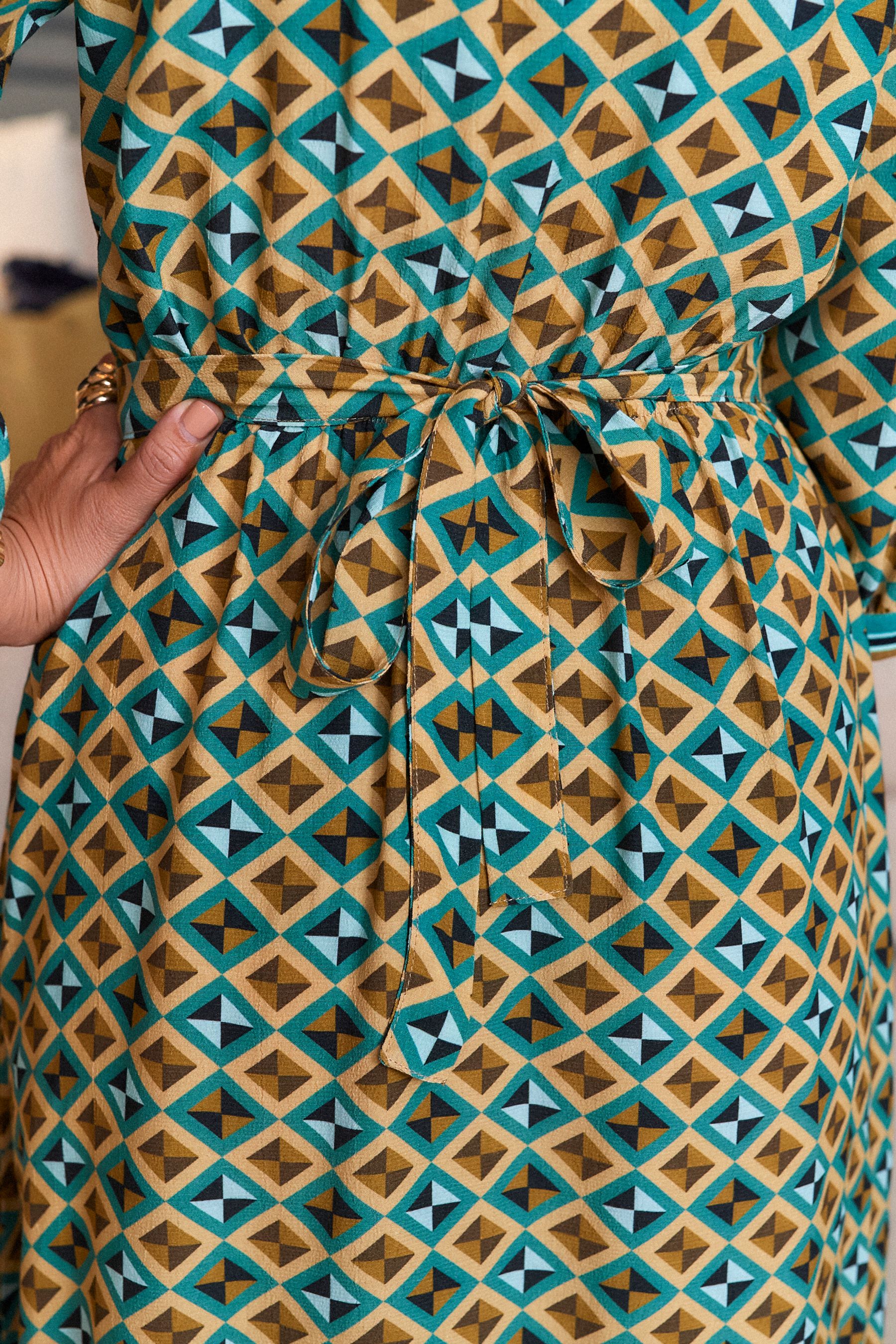 Buy Myleene Klass Green Printed Tie Neck Midi Dress from Next Ireland