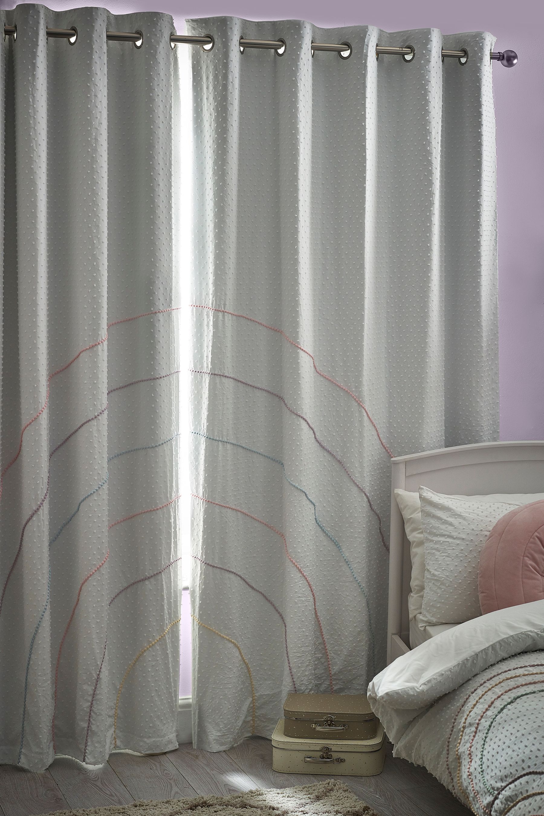 Buy Embroidered Rainbows Eyelet Blackout Curtains from Next Ireland