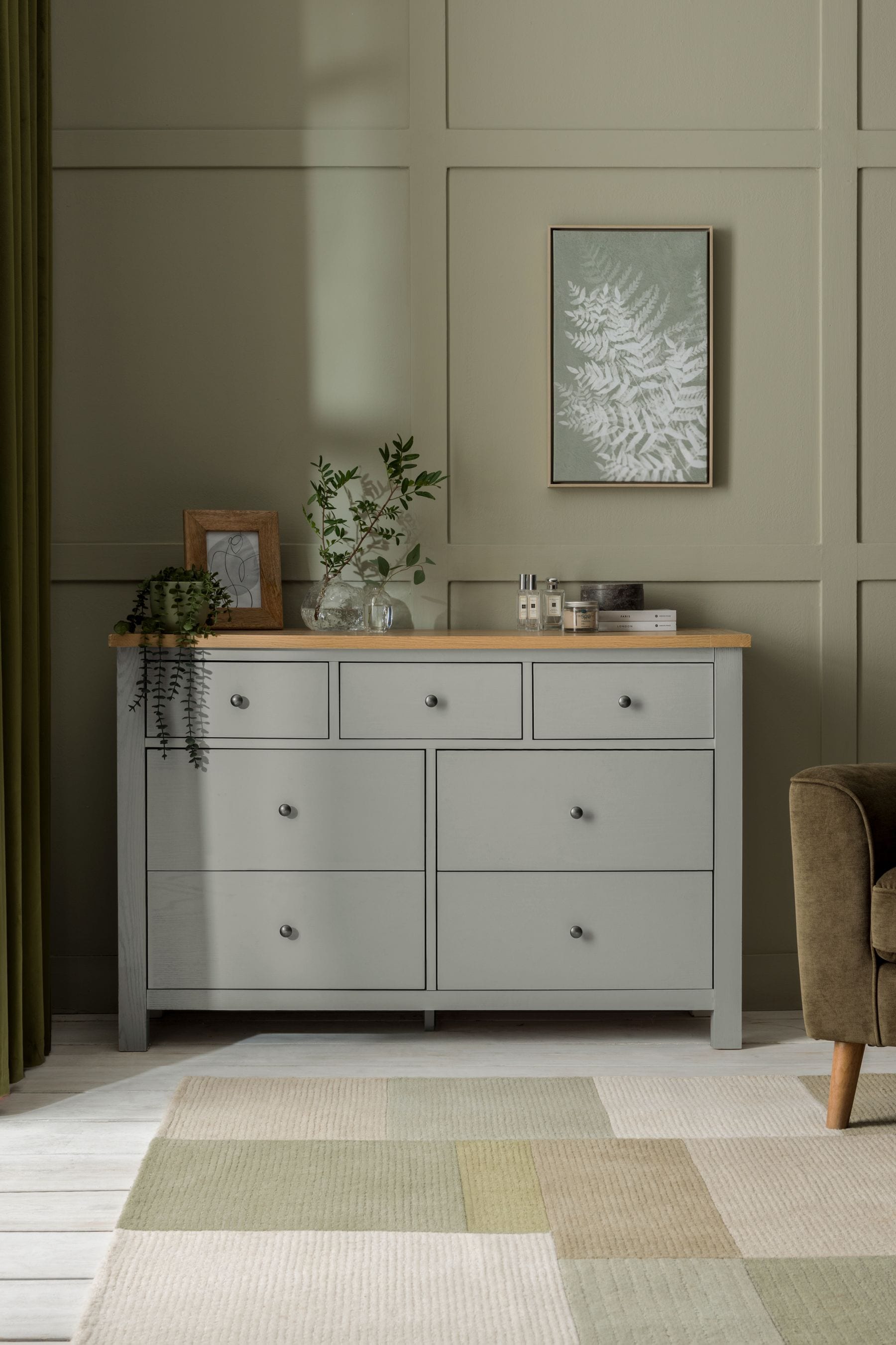 Buy Dove Grey Malvern Paint Effect 7 Drawer Chest of Drawers from the