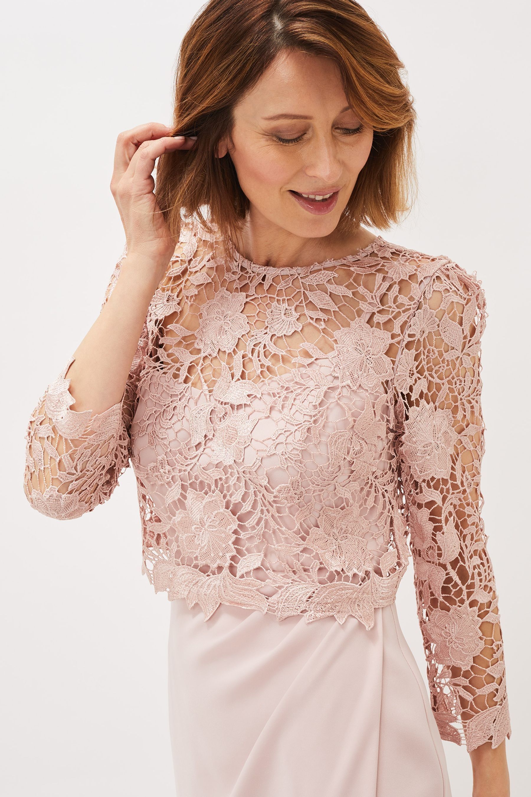 Buy Phase Eight Pink Adeline Double Layer Lace Dress from Next Ireland