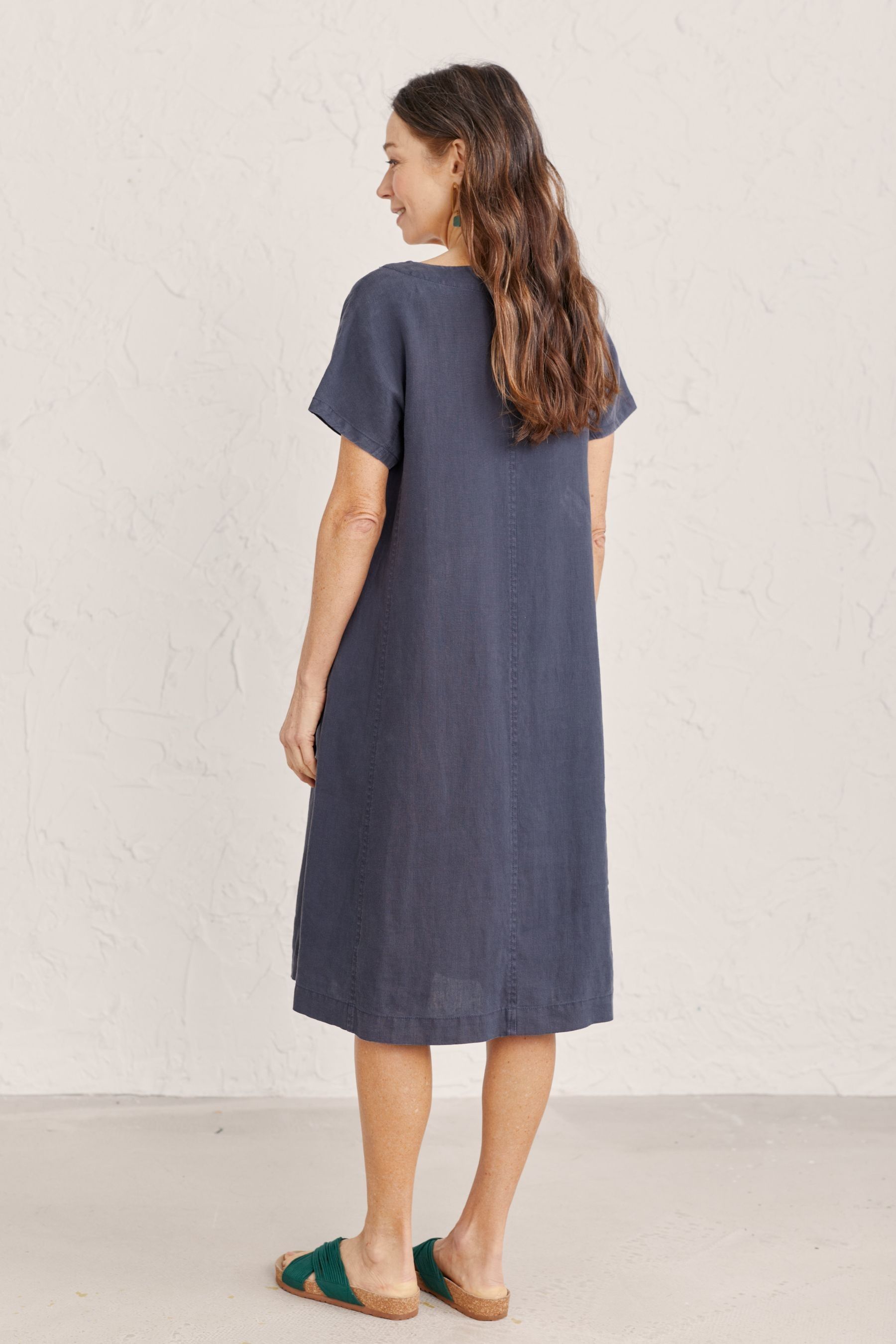 Buy Seasalt Cornwall Blue Relaxed ALine Linen Primary Dress from Next